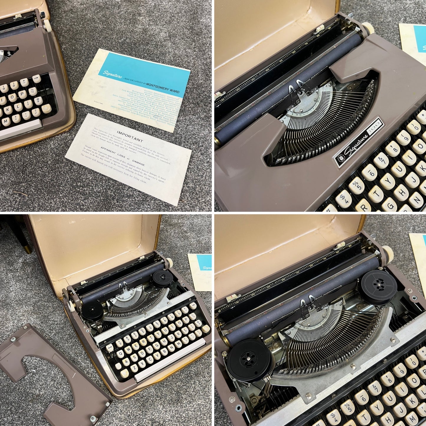 Vintage Montgomery Ward Signature 100 Portable Typewriter Retro 50's