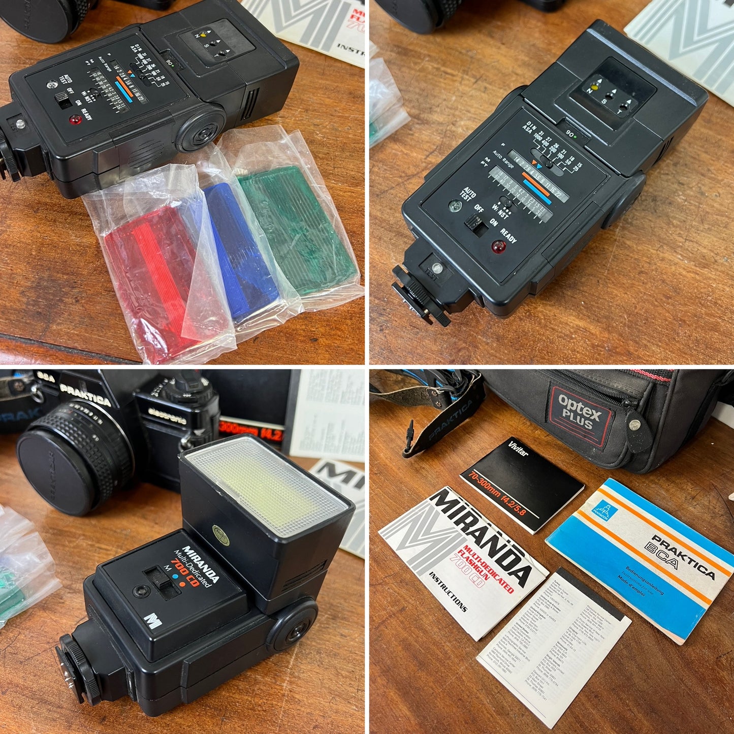 Vintage Camera Bundle Praktica BCA Electronic Camera 2x Lenses & Miranda 700CD Flash
