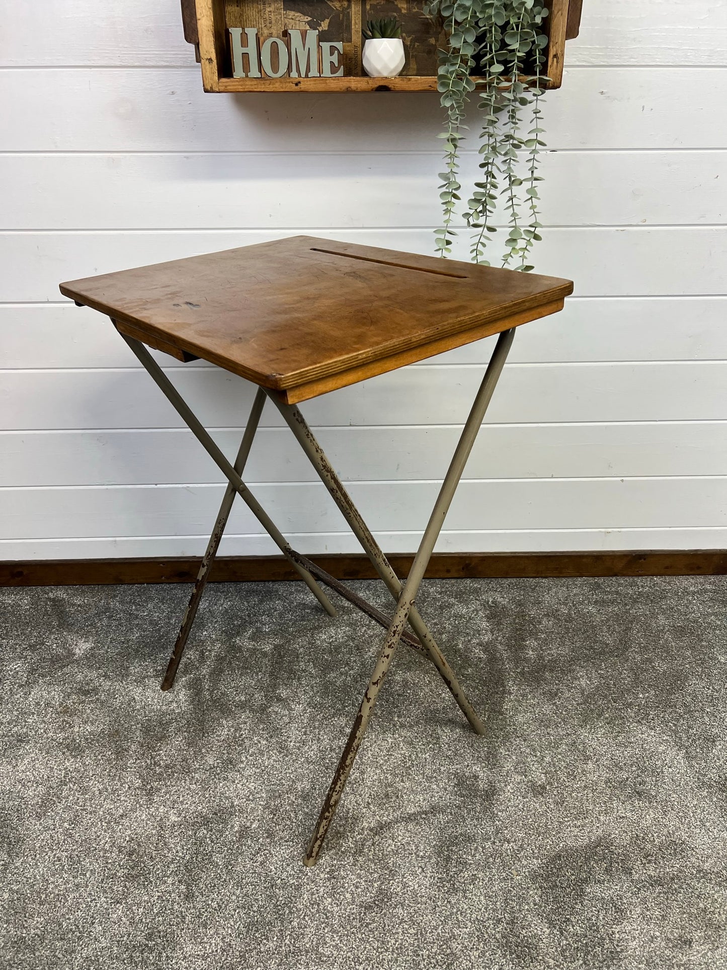 Vintage Retro Folding School Desk Writing Desk Rustic Industrial 50's 60's Side Table