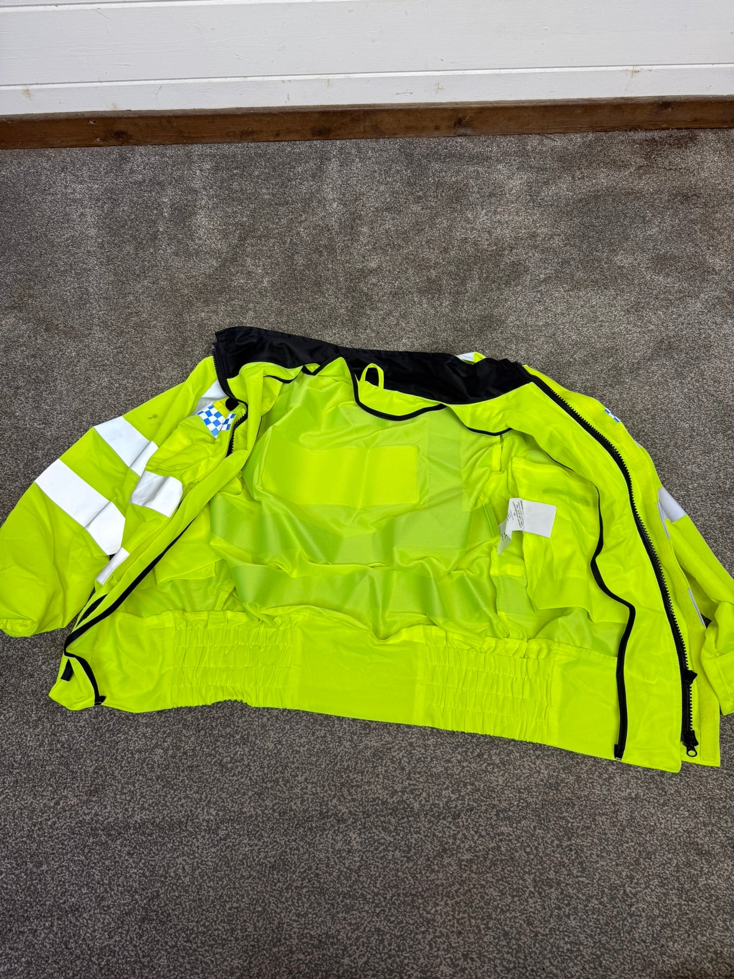 Ex Police Hi Vis Motorcycle Lightweight Bomber Jacket SMALL Security Walking Riding