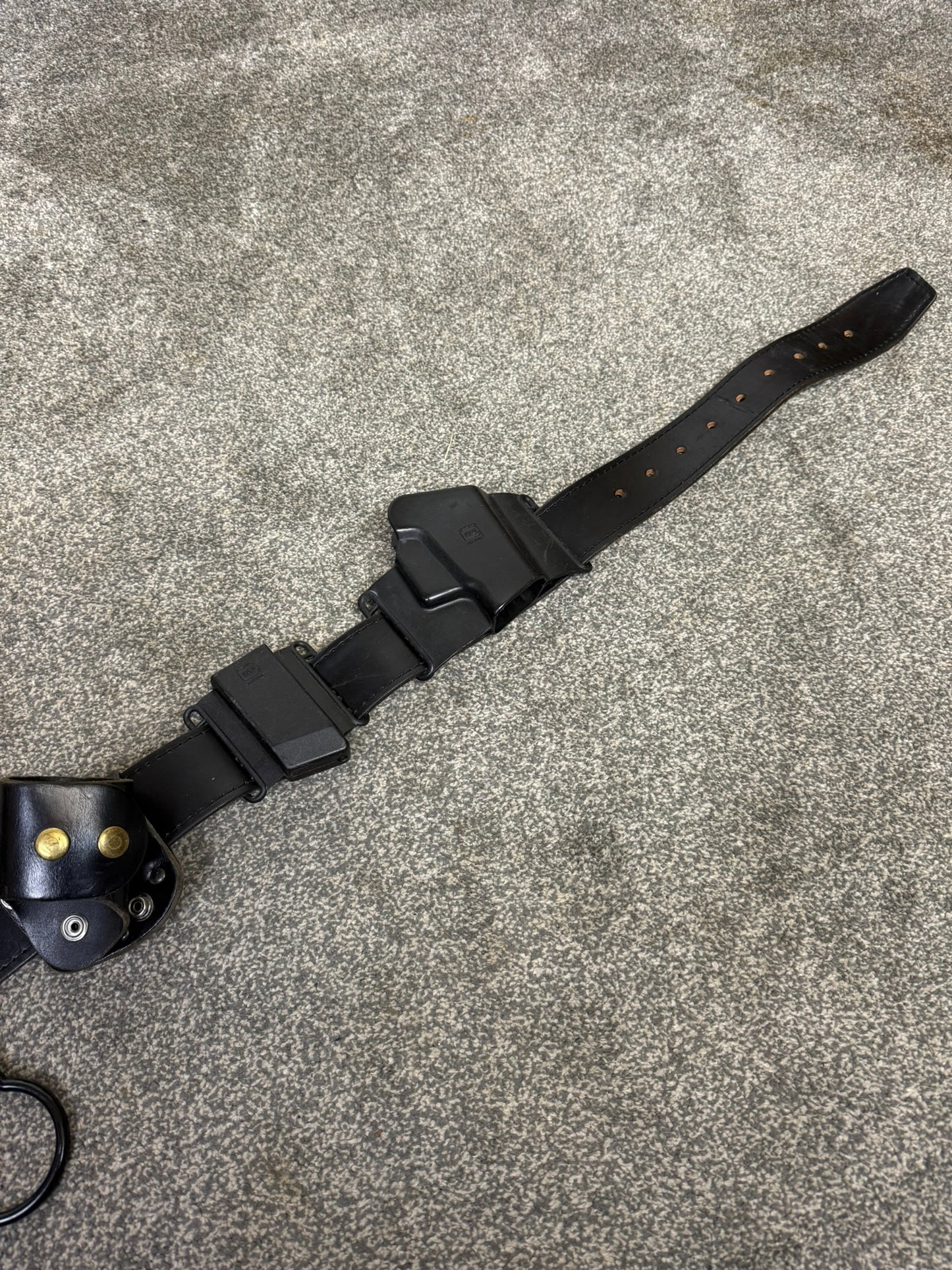 Ex Police Firearms Leather Duty Belt With Pouches Genuine Collectable Cosplay Film Display Security