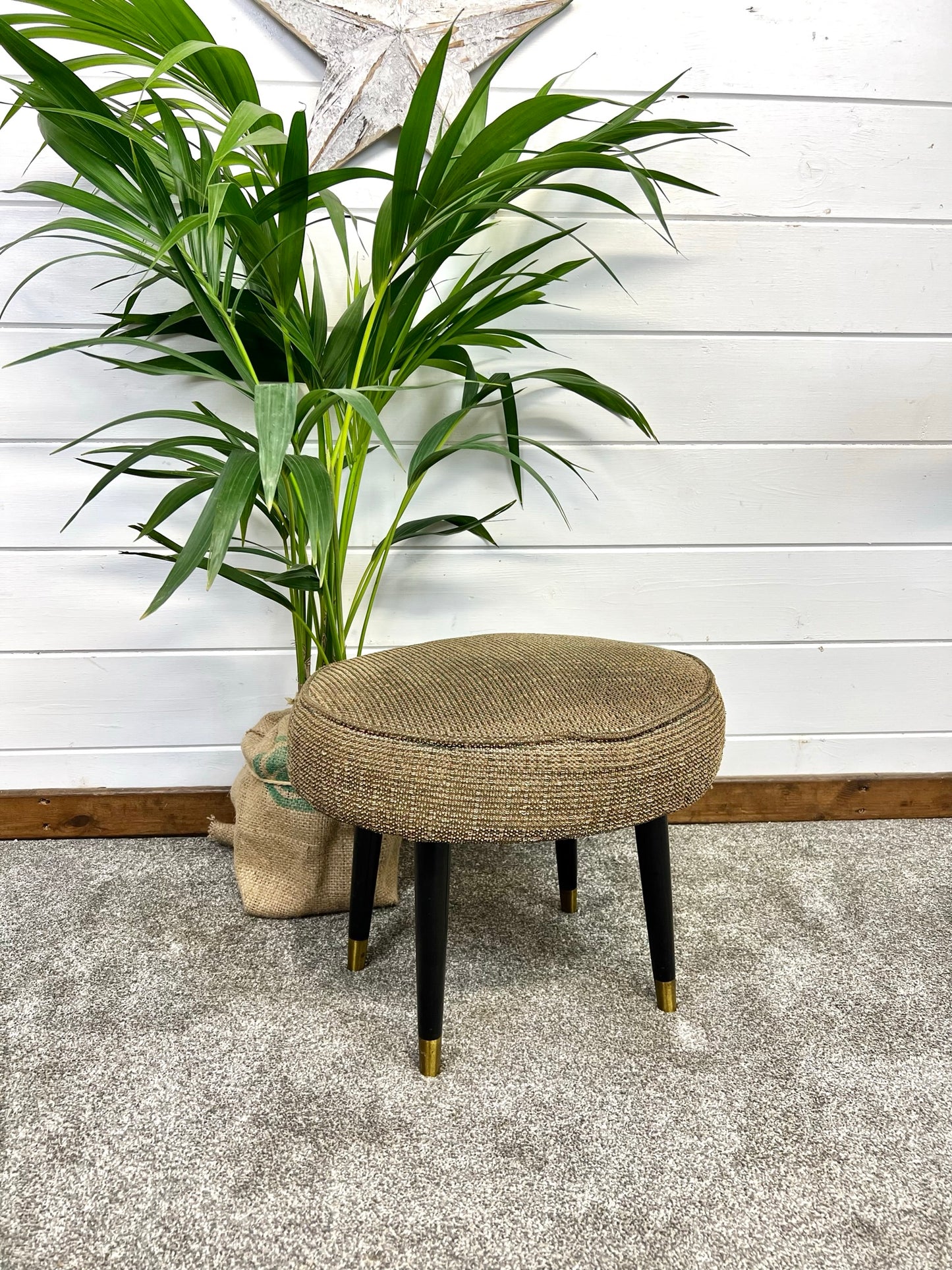 Vintage 50's Oval Dansette Foot Stool Mid Century Retro Boho Style Decor