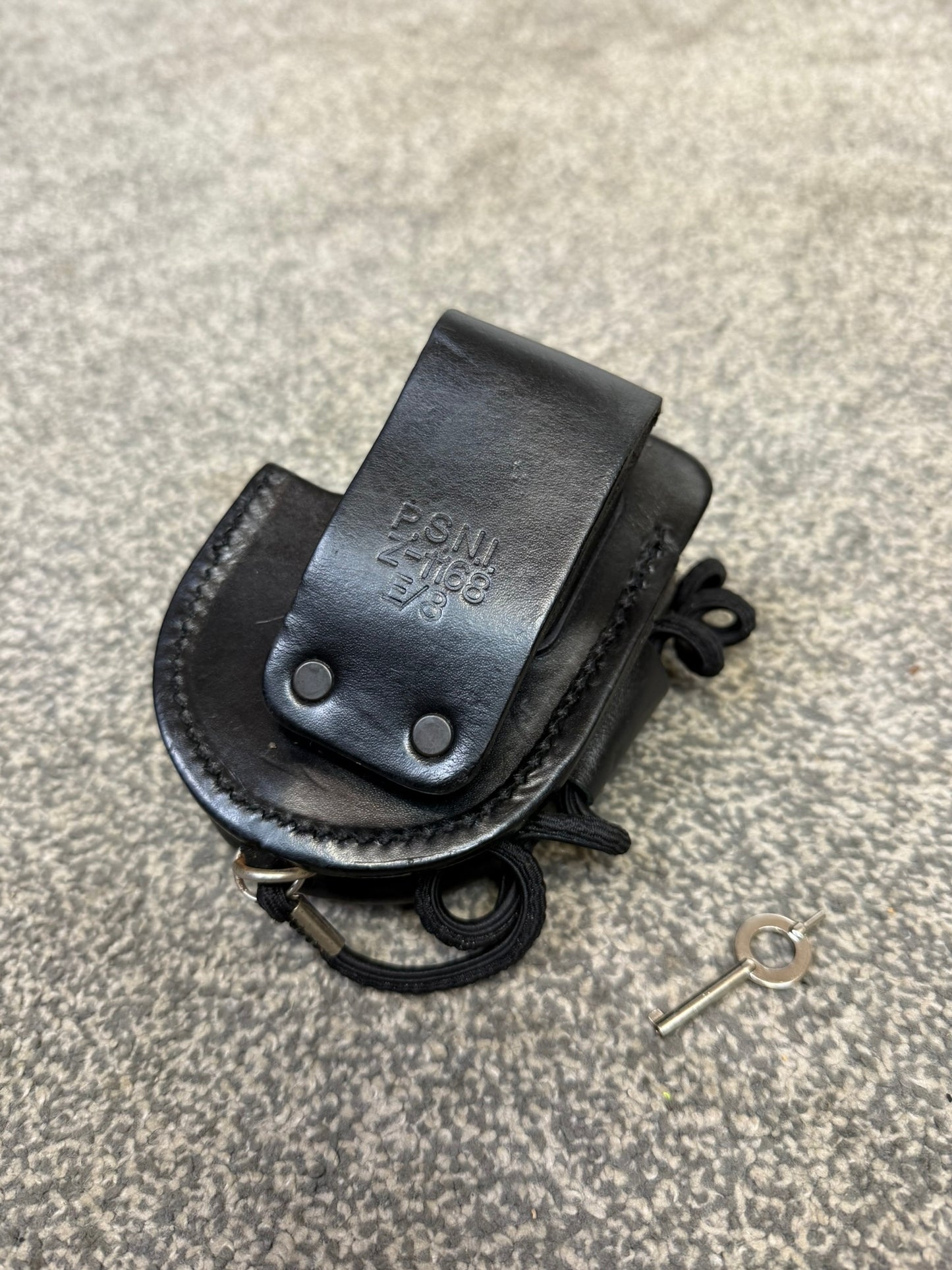 Ex Police Folding Hiatt Handcuffs Hinged Cuffs PSNI Pouch & Key Security Collectible