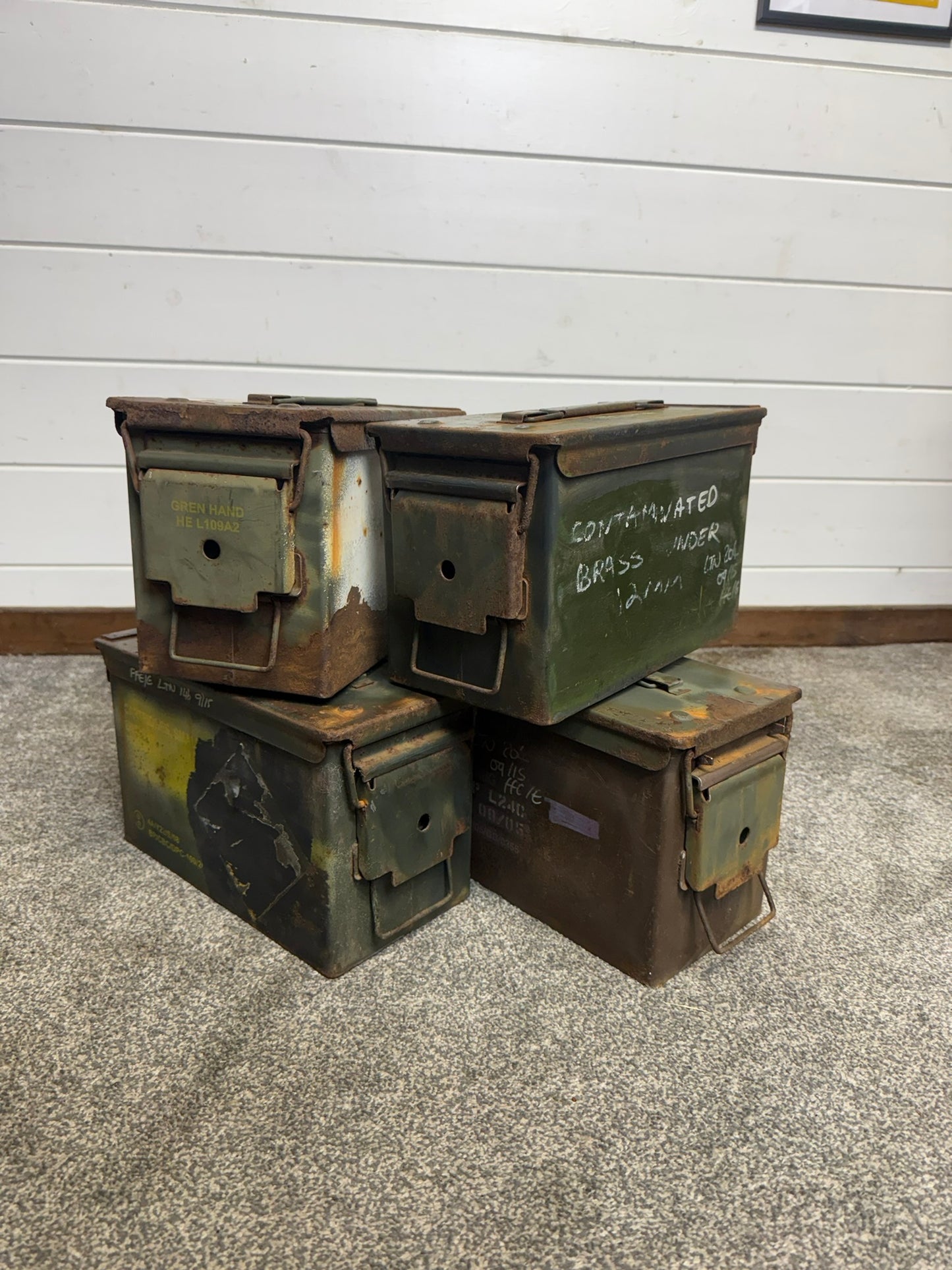 4x Army Metal Ammo Box SOLID Vintage Stash Survival Reclaim Geocache Toolbox
