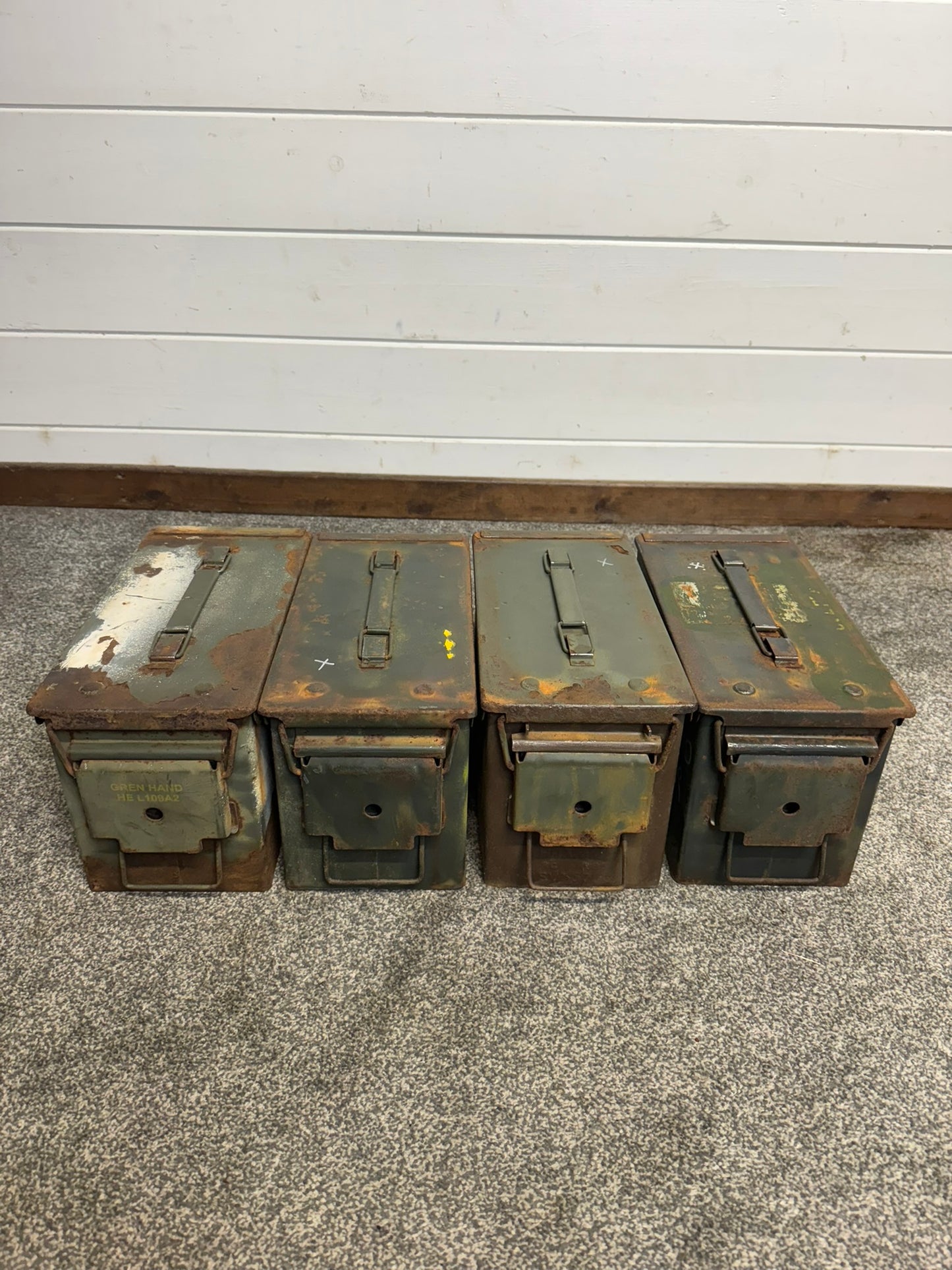 4x Army Metal Ammo Box SOLID Vintage Stash Survival Reclaim Geocache Toolbox