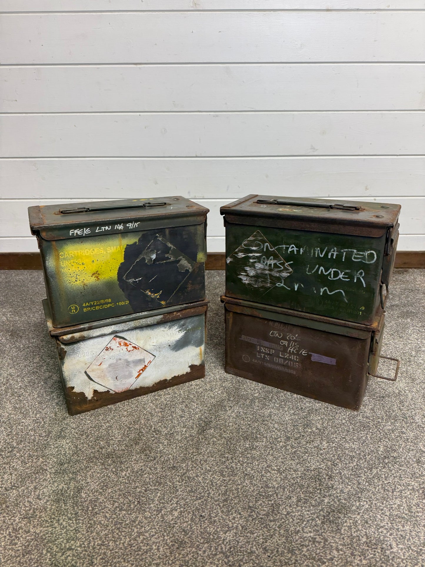 4x Army Metal Ammo Box SOLID Vintage Stash Survival Reclaim Geocache Toolbox