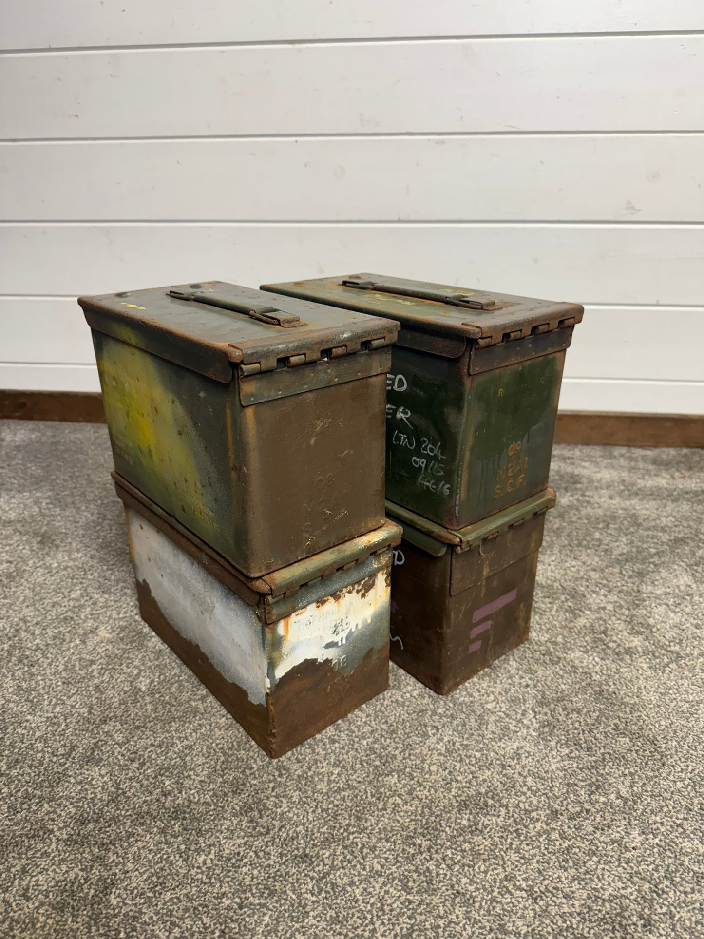 4x Army Metal Ammo Box SOLID Vintage Stash Survival Reclaim Geocache Toolbox