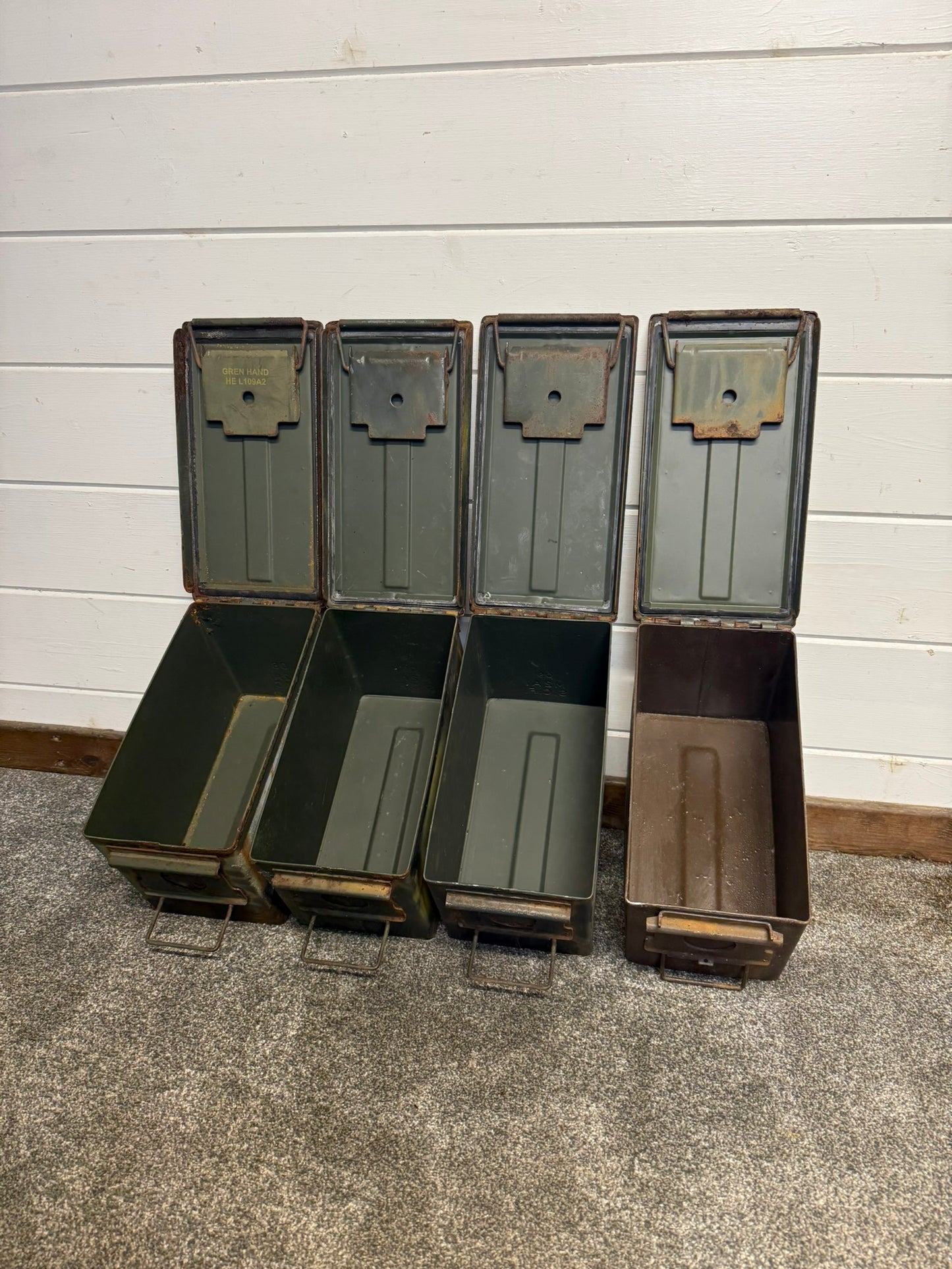 4x Army Metal Ammo Box SOLID Vintage Stash Survival Reclaim Geocache Toolbox