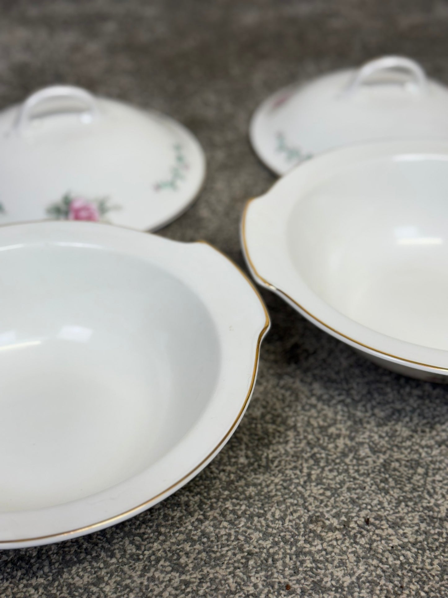 Vintage Royal Grafton Fine Bone China Vegetable Tureen Pink Rose 2x Lidded Serving Dishes
