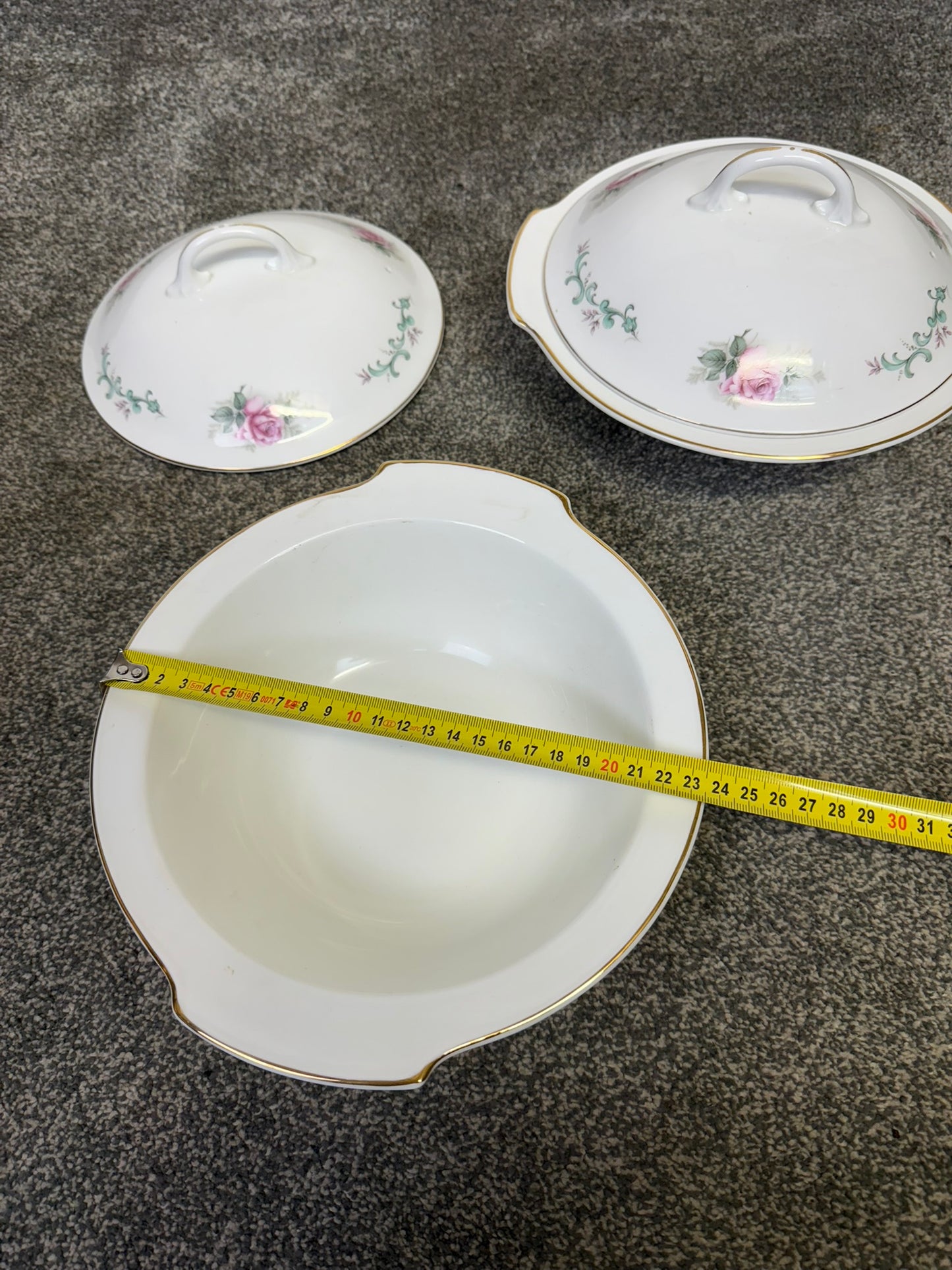 Vintage Royal Grafton Fine Bone China Vegetable Tureen Pink Rose 2x Lidded Serving Dishes