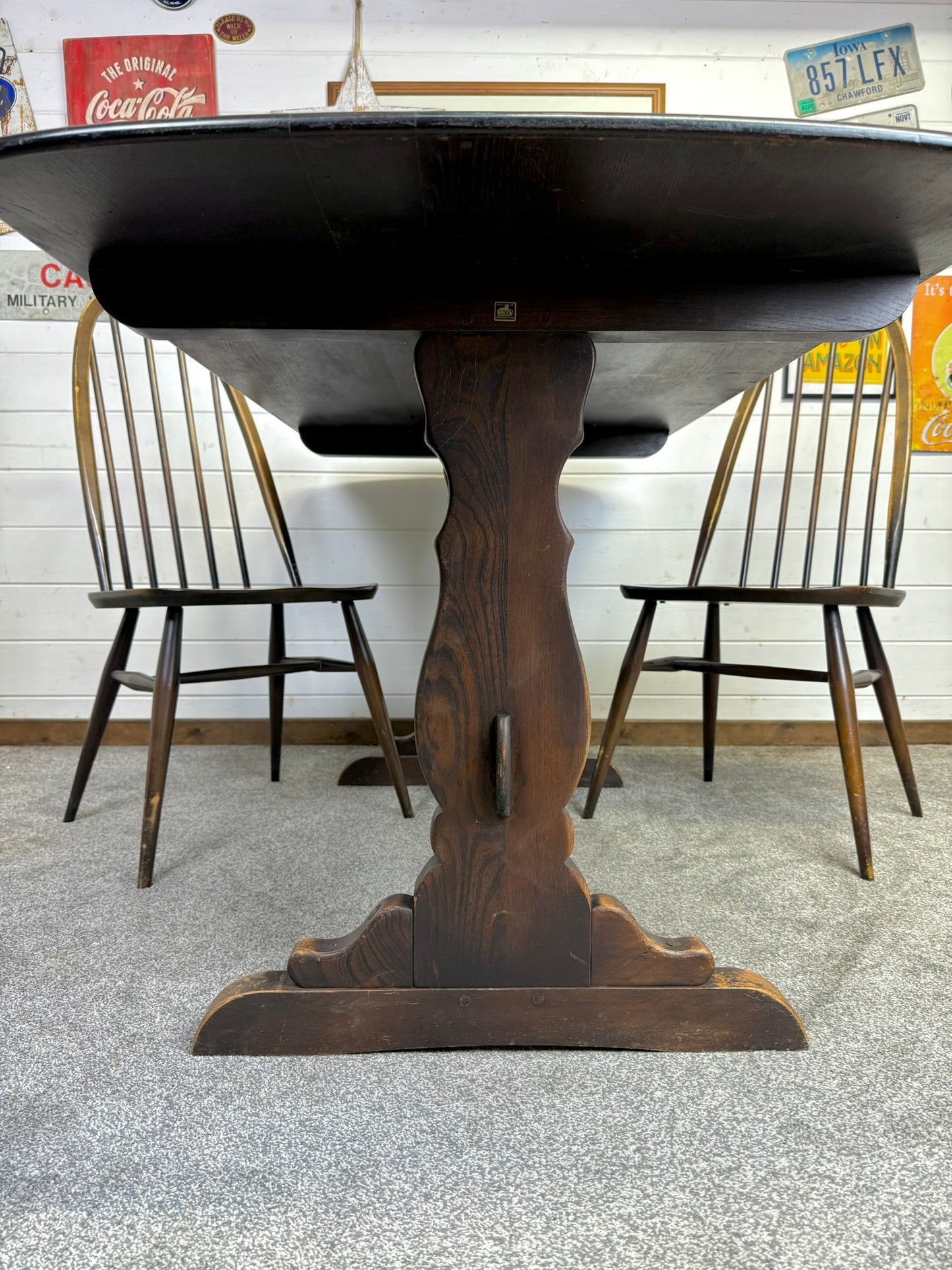 Vintage Ercol Refectory Dining Table & Quaker Chairs Mid Century Retro Dining Table