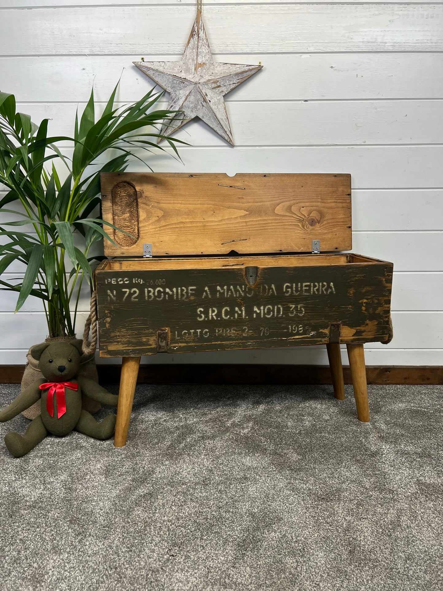 Vintage Wooden Side Table Rustic Storage Box Reclaimed Chest Farmhouse Side Coffee Table