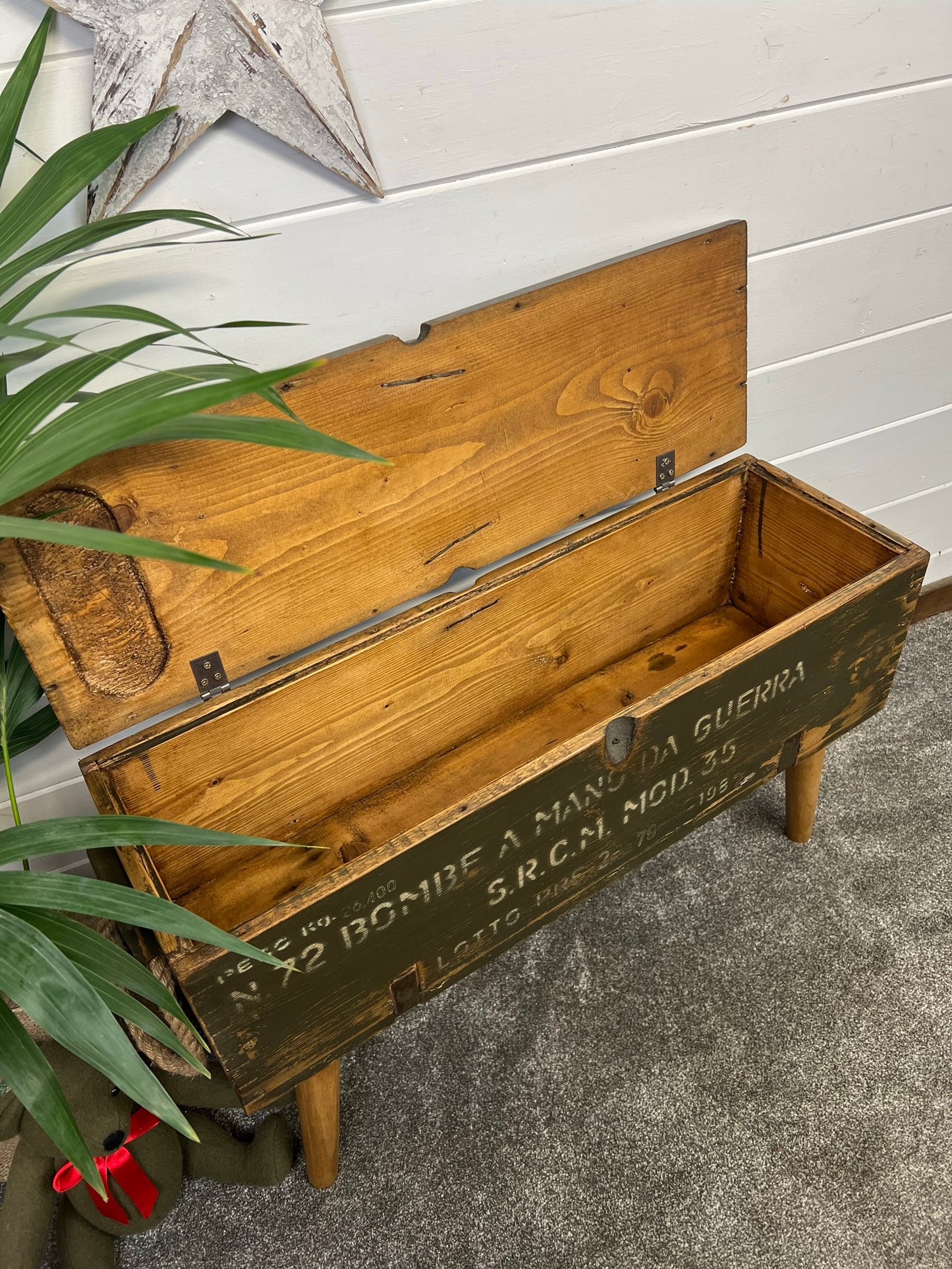 Vintage Wooden Side Table Rustic Storage Box Reclaimed Chest Farmhouse Side Coffee Table