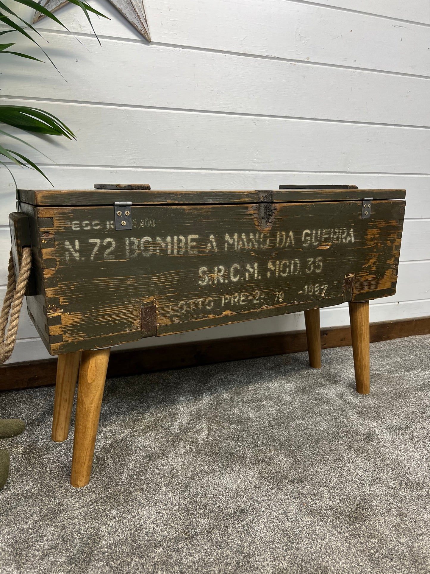 Vintage Wooden Side Table Rustic Storage Box Reclaimed Chest Farmhouse Side Coffee Table