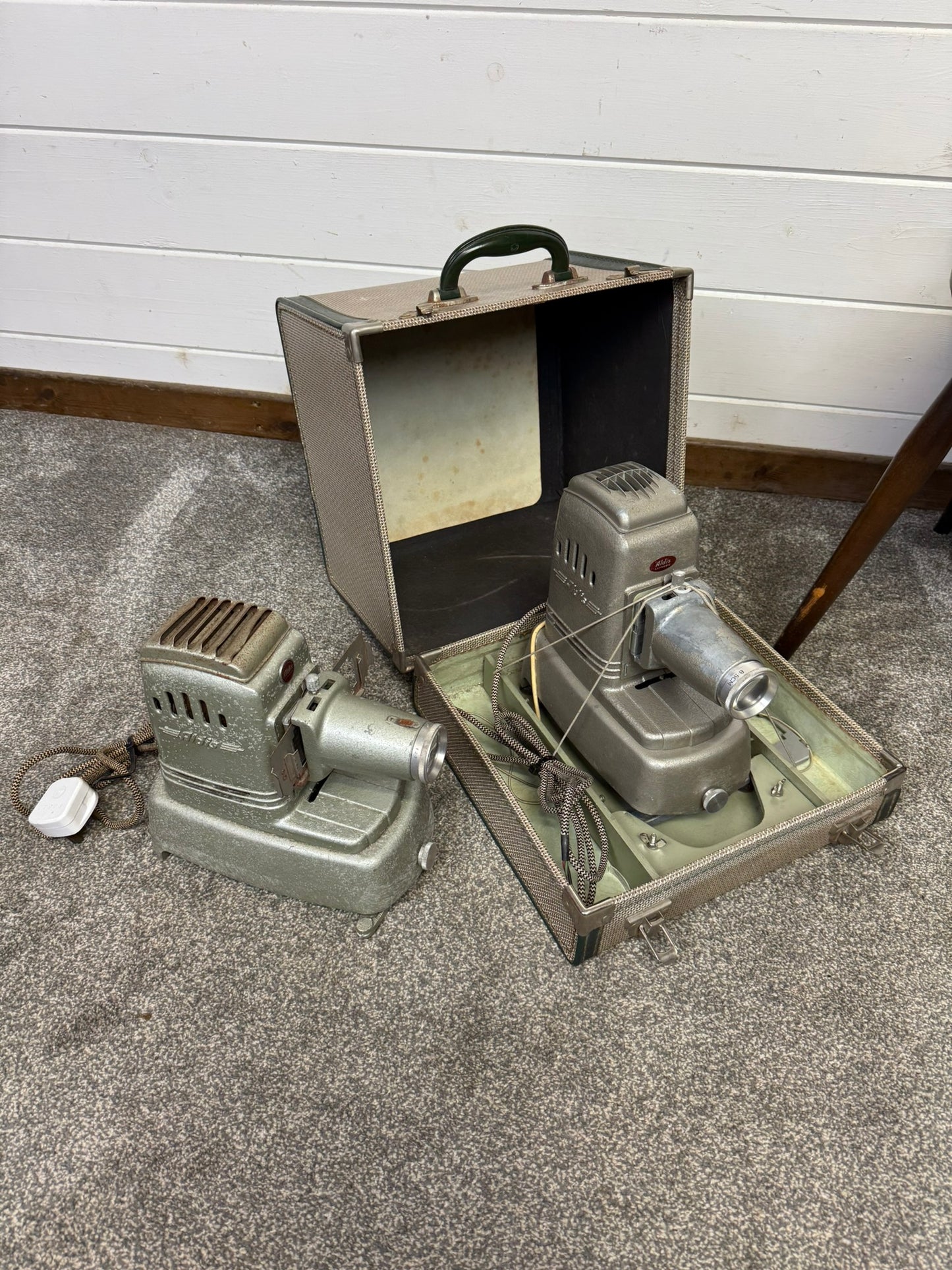 2x Vintage Aldis Slide Projector Lamp 50's Retro Collectable Industrial Display Decor