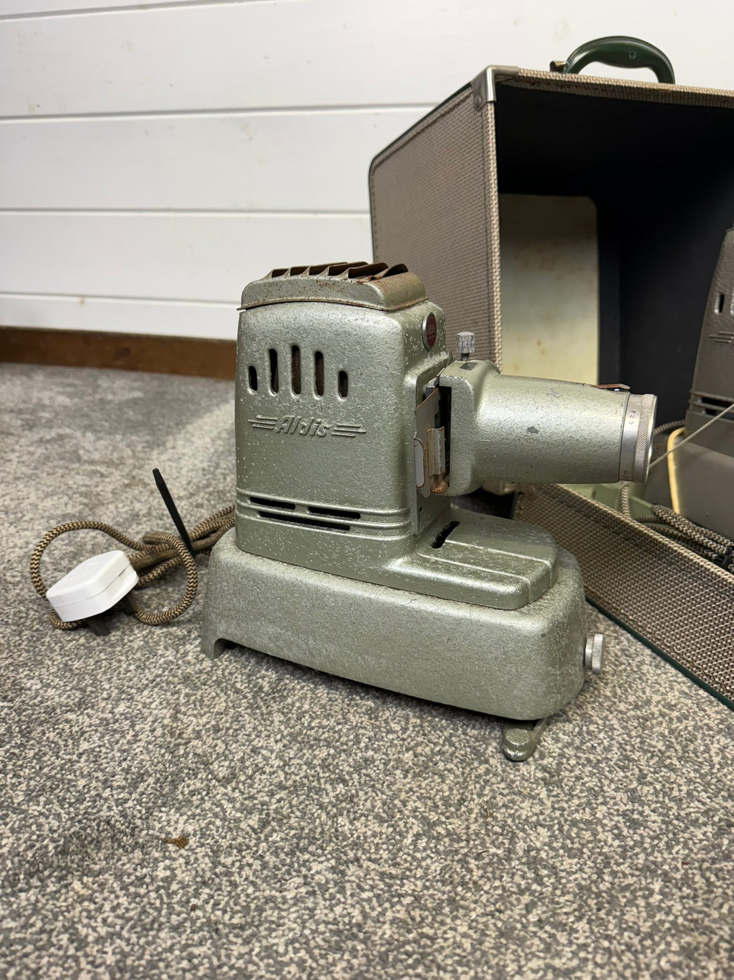 2x Vintage Aldis Slide Projector Lamp 50's Retro Collectable Industrial Display Decor