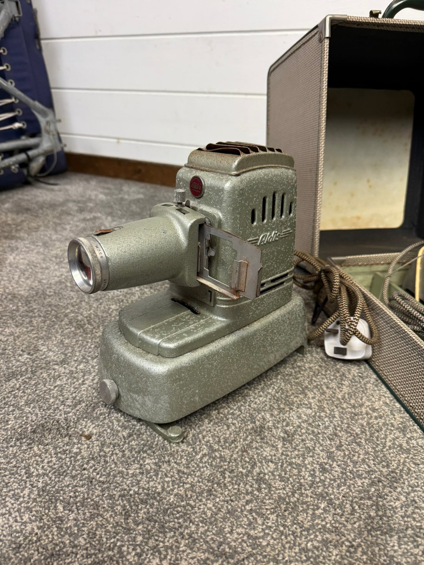 2x Vintage Aldis Slide Projector Lamp 50's Retro Collectable Industrial Display Decor