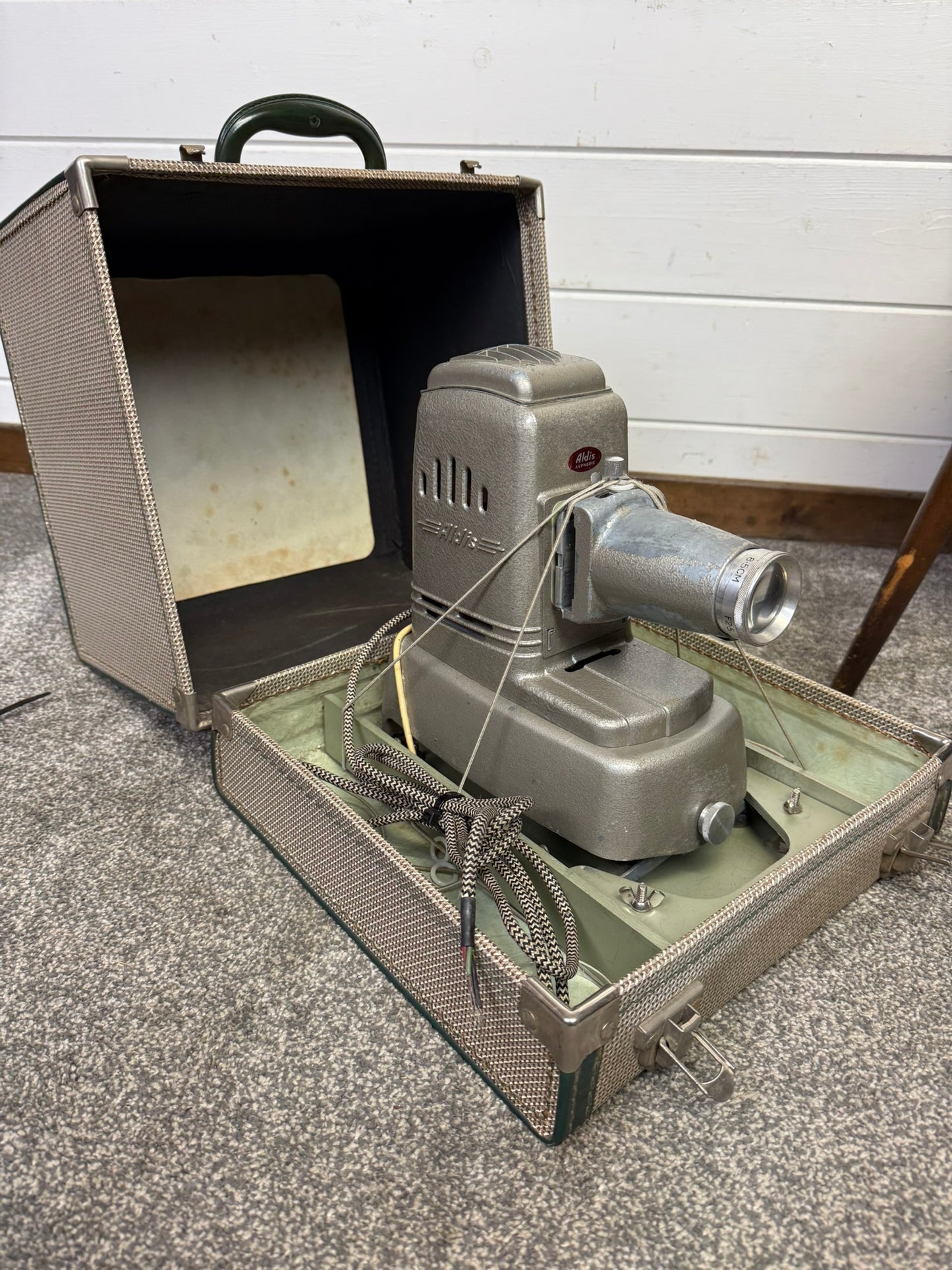 2x Vintage Aldis Slide Projector Lamp 50's Retro Collectable Industrial Display Decor