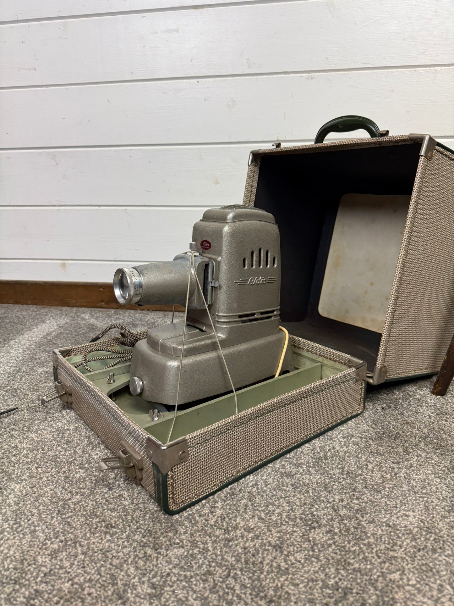 2x Vintage Aldis Slide Projector Lamp 50's Retro Collectable Industrial Display Decor