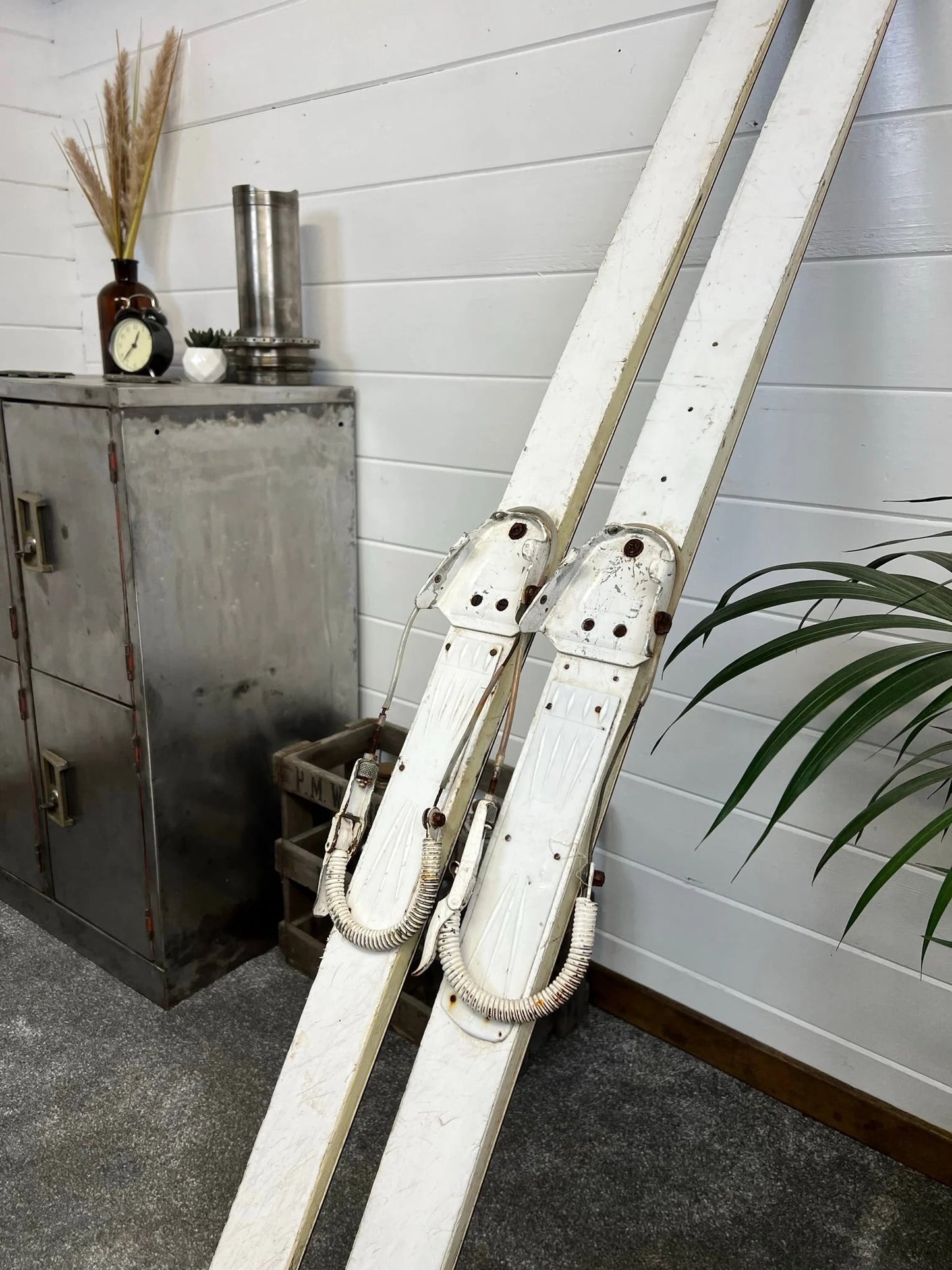 Vintage 1960's Skis Rustic Wall Decor Christmas Winter Display Garden Centre Nursery Grotto Shop Pub