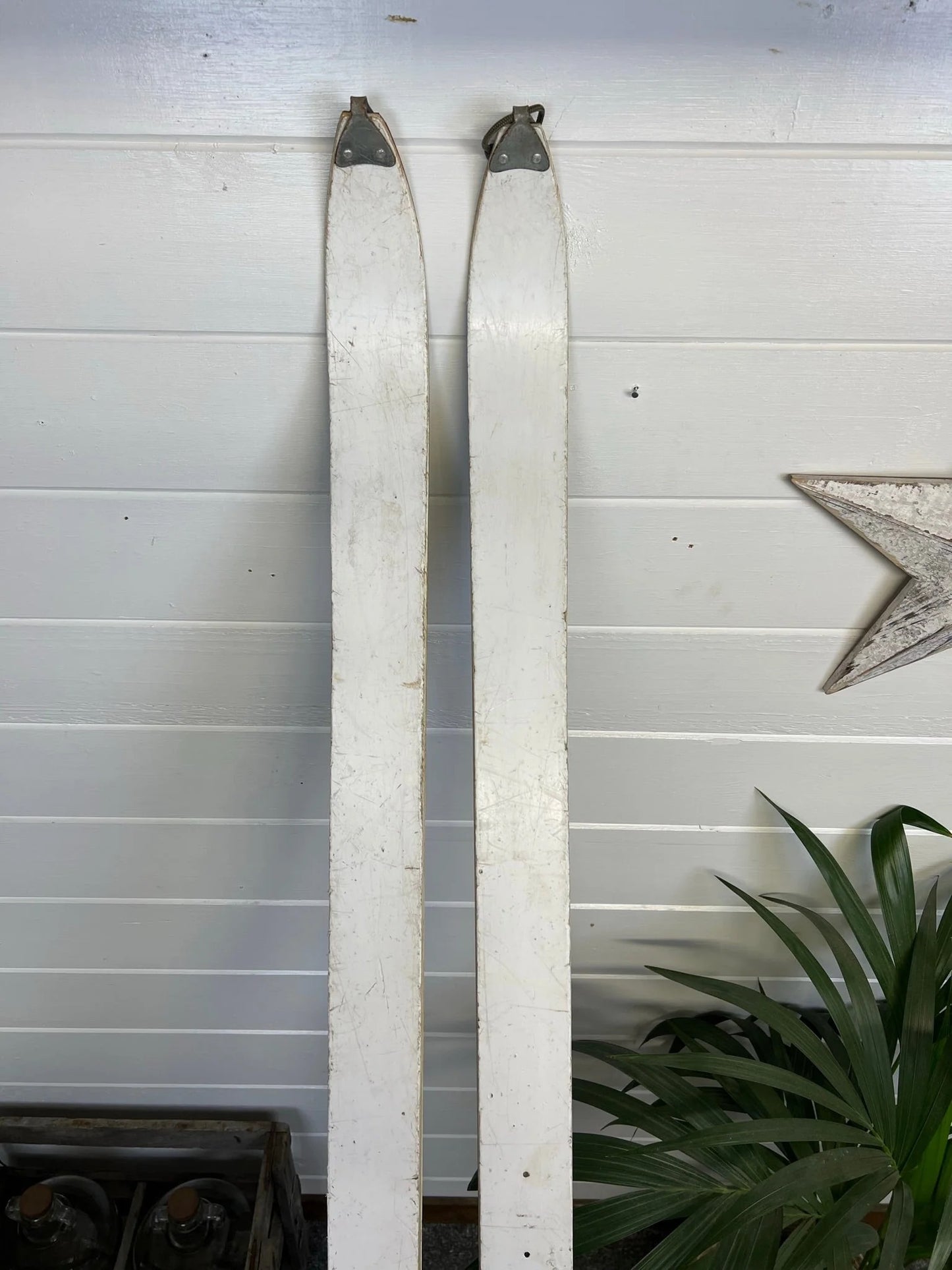 Vintage 1960's Skis Rustic Wall Decor Christmas Winter Display Garden Centre Nursery Grotto Shop Pub