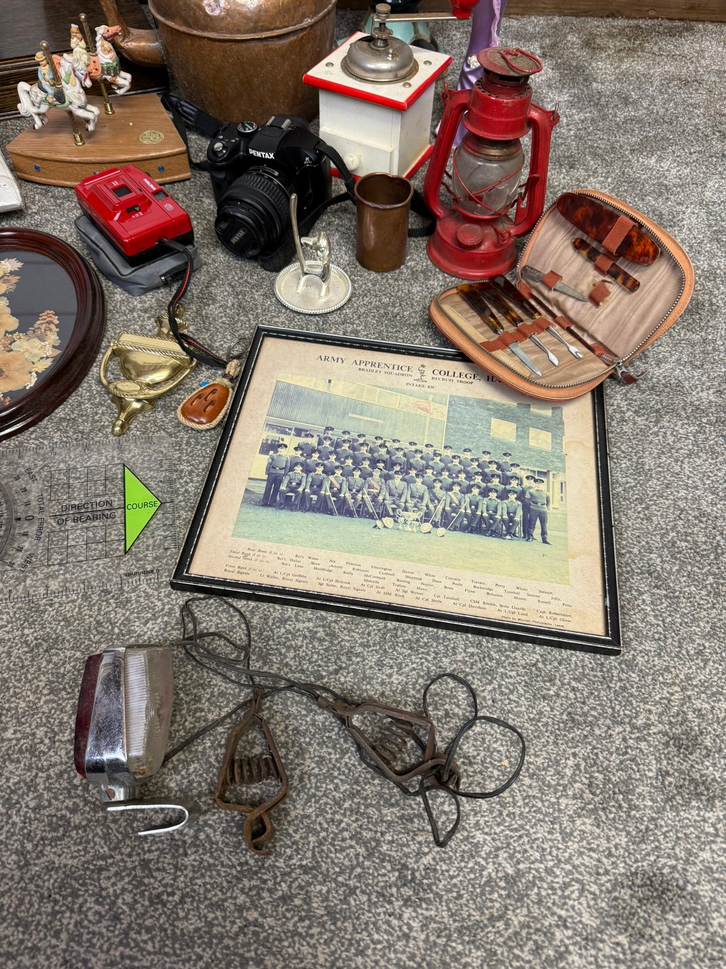 Vintage Job Lot Copper Kettle Lamp Frames Cameras Vase Home Decor Prop