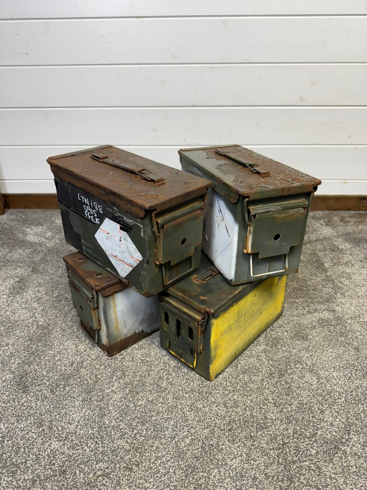 4x Army Metal Ammo Box SOLID Vintage Stash Survival Reclaim Geocache Toolbox
