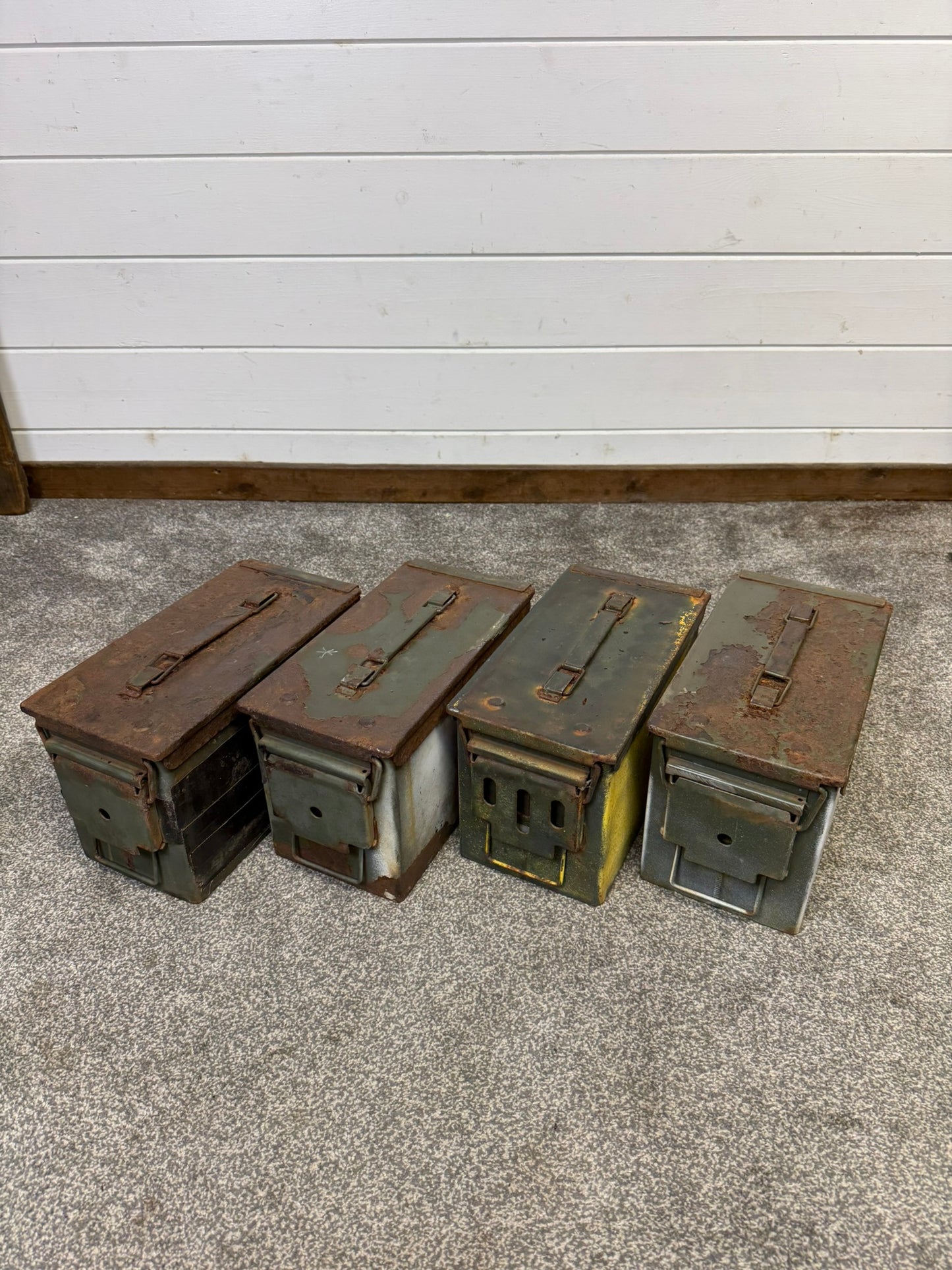 4x Army Metal Ammo Box SOLID Vintage Stash Survival Reclaim Geocache Toolbox