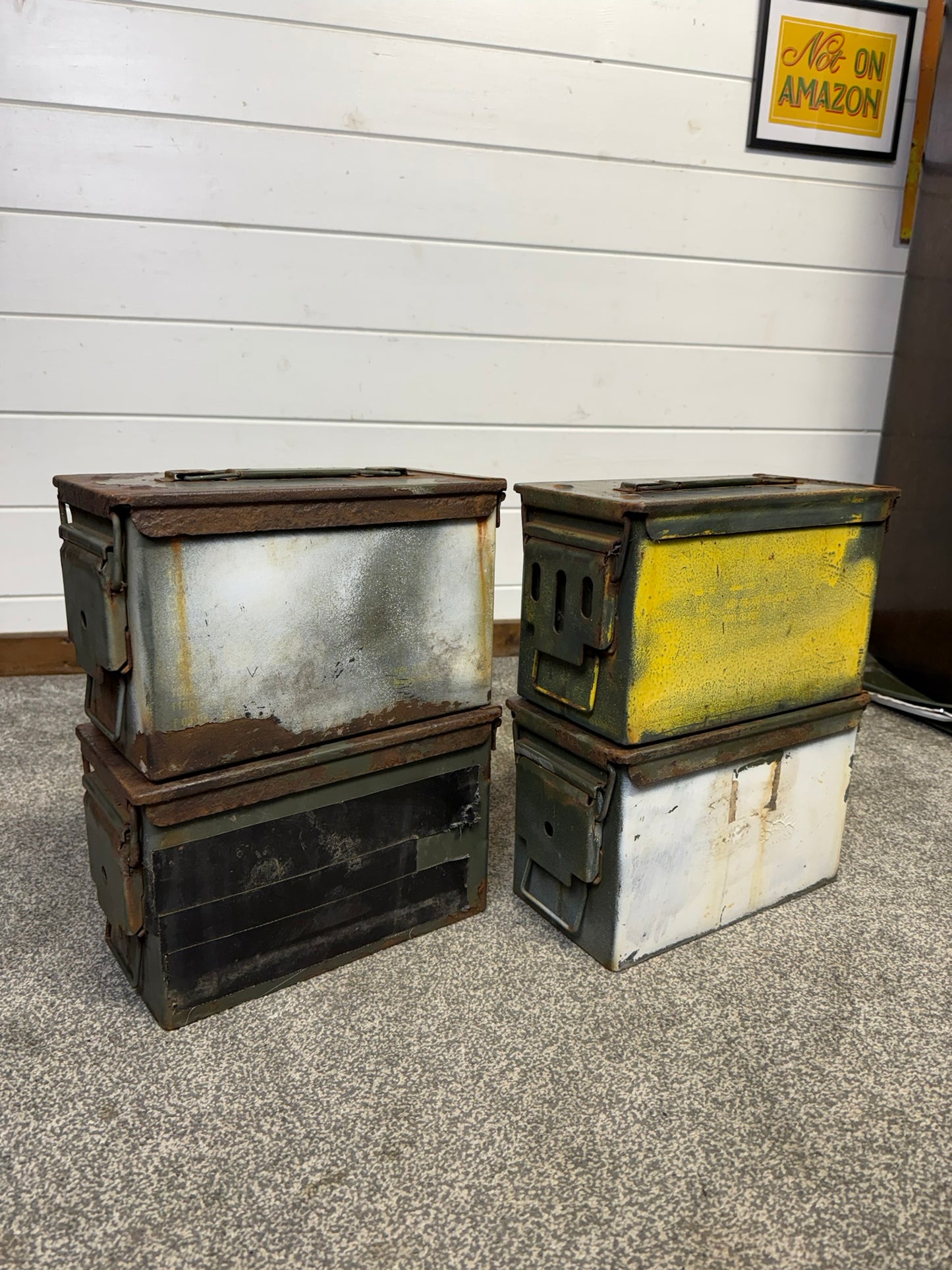 4x Army Metal Ammo Box SOLID Vintage Stash Survival Reclaim Geocache Toolbox