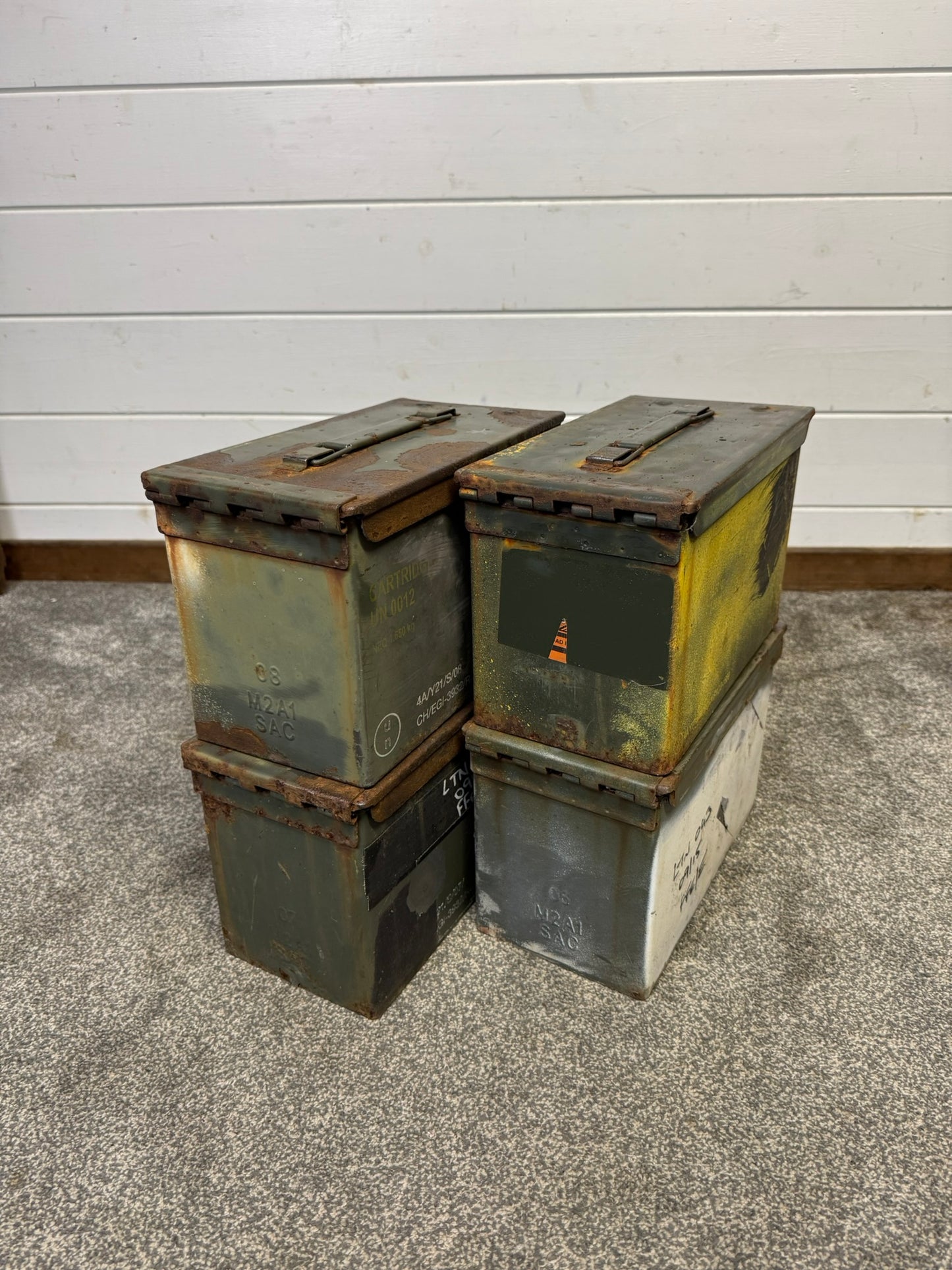 4x Army Metal Ammo Box SOLID Vintage Stash Survival Reclaim Geocache Toolbox
