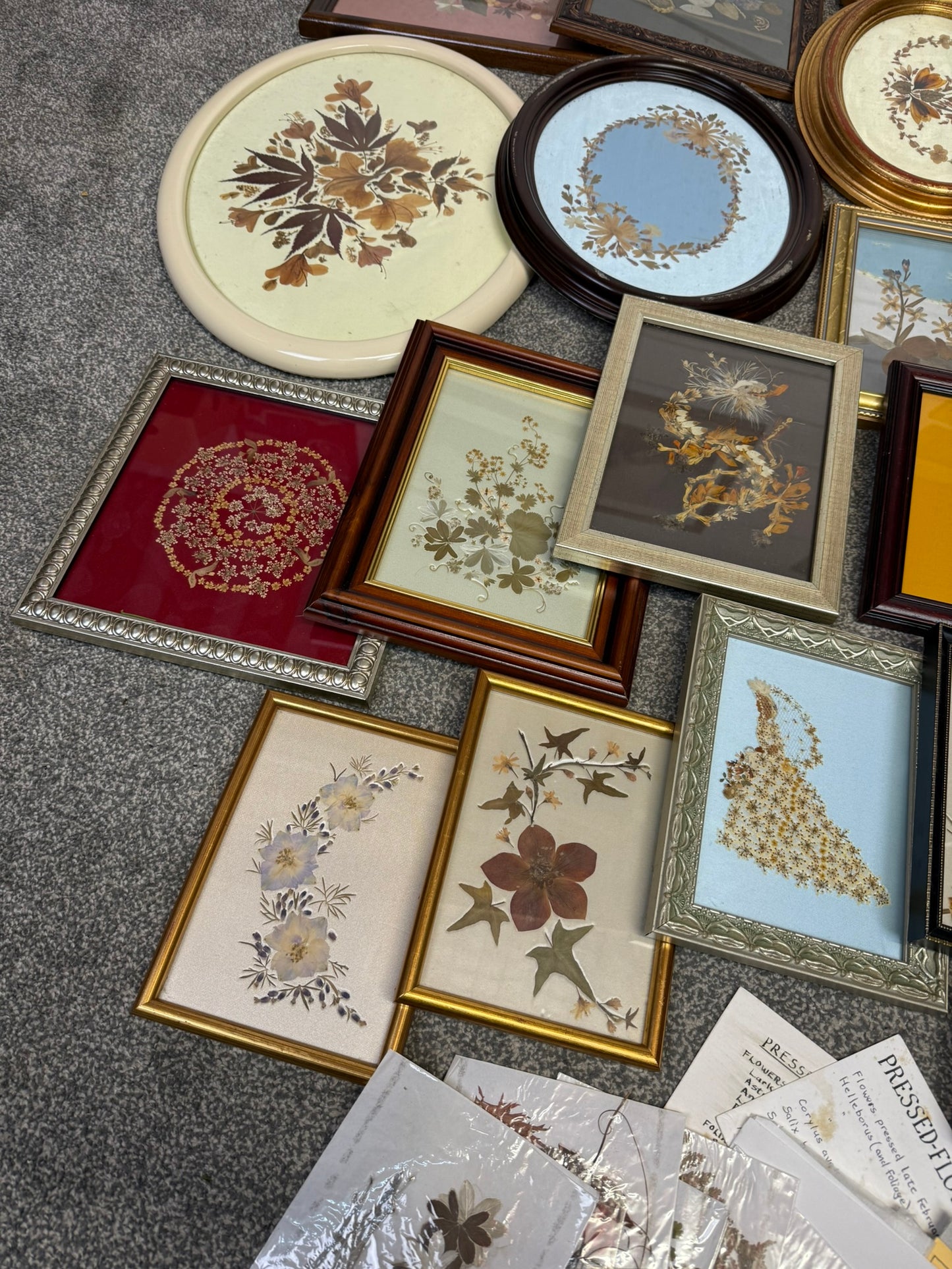 Vintage Pressed Flowers Job Lot 19x In Picture Frames Dried Flower Photo Frame Art