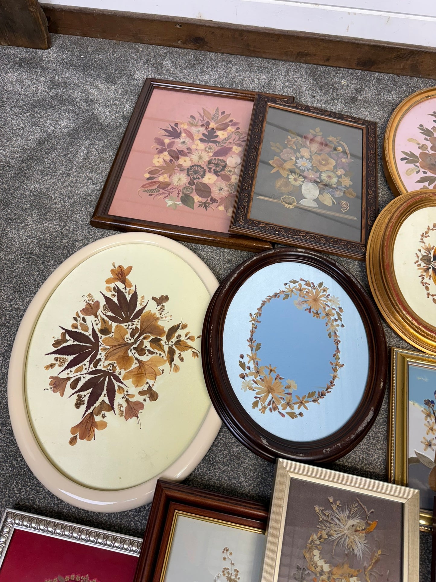 Vintage Pressed Flowers Job Lot 19x In Picture Frames Dried Flower Photo Frame Art