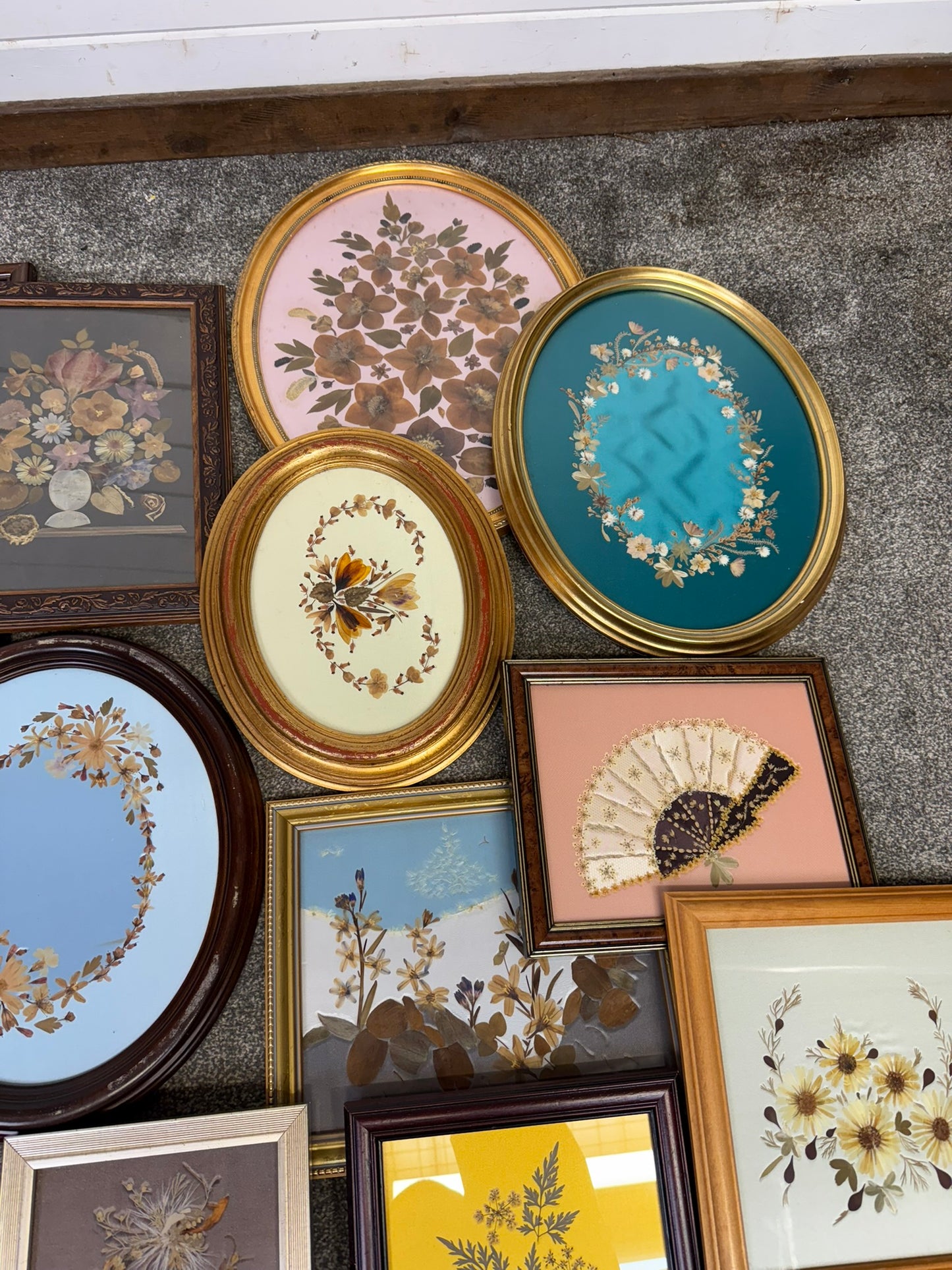 Vintage Pressed Flowers Job Lot 19x In Picture Frames Dried Flower Photo Frame Art