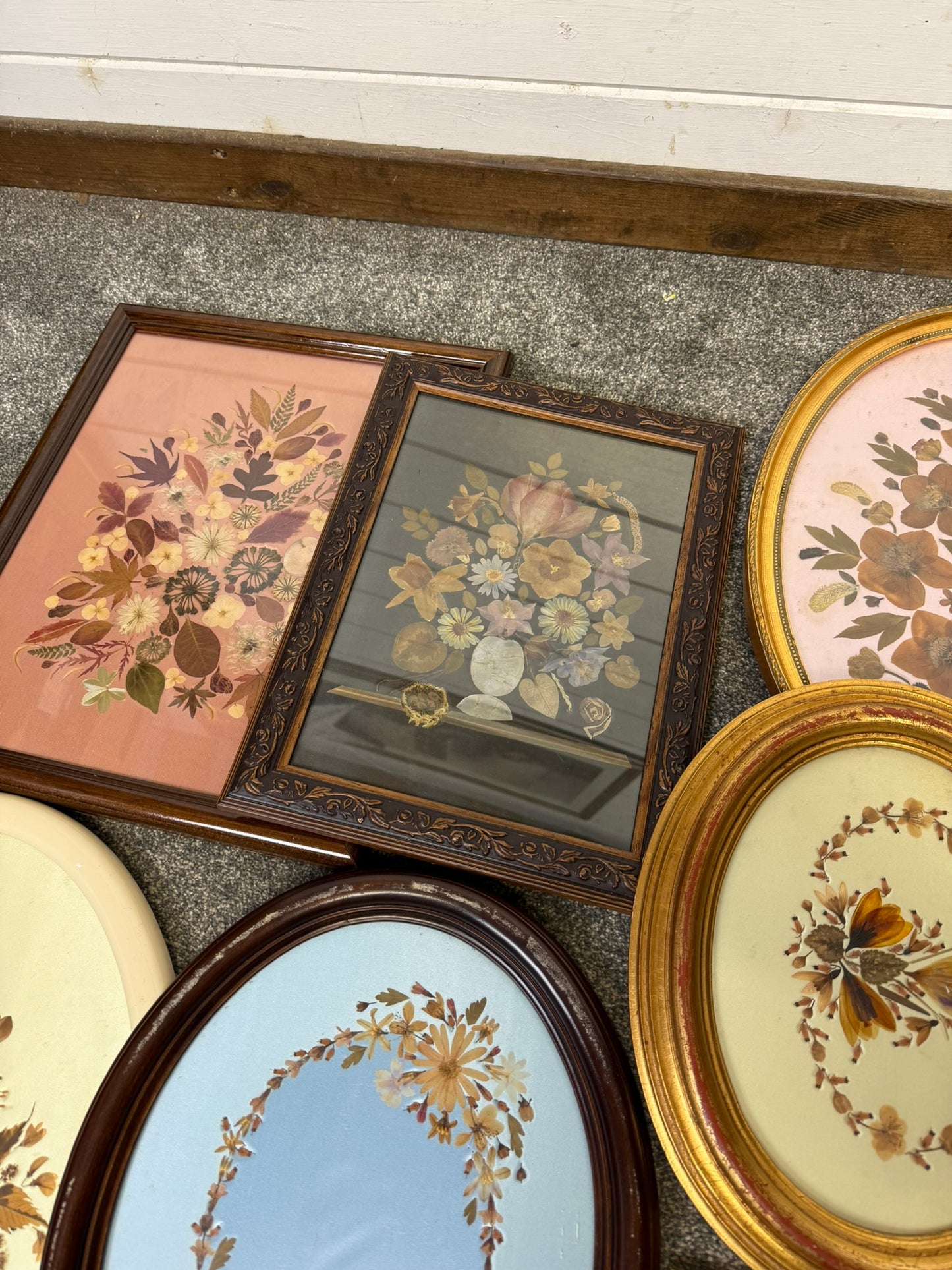 Vintage Pressed Flowers Job Lot 19x In Picture Frames Dried Flower Photo Frame Art