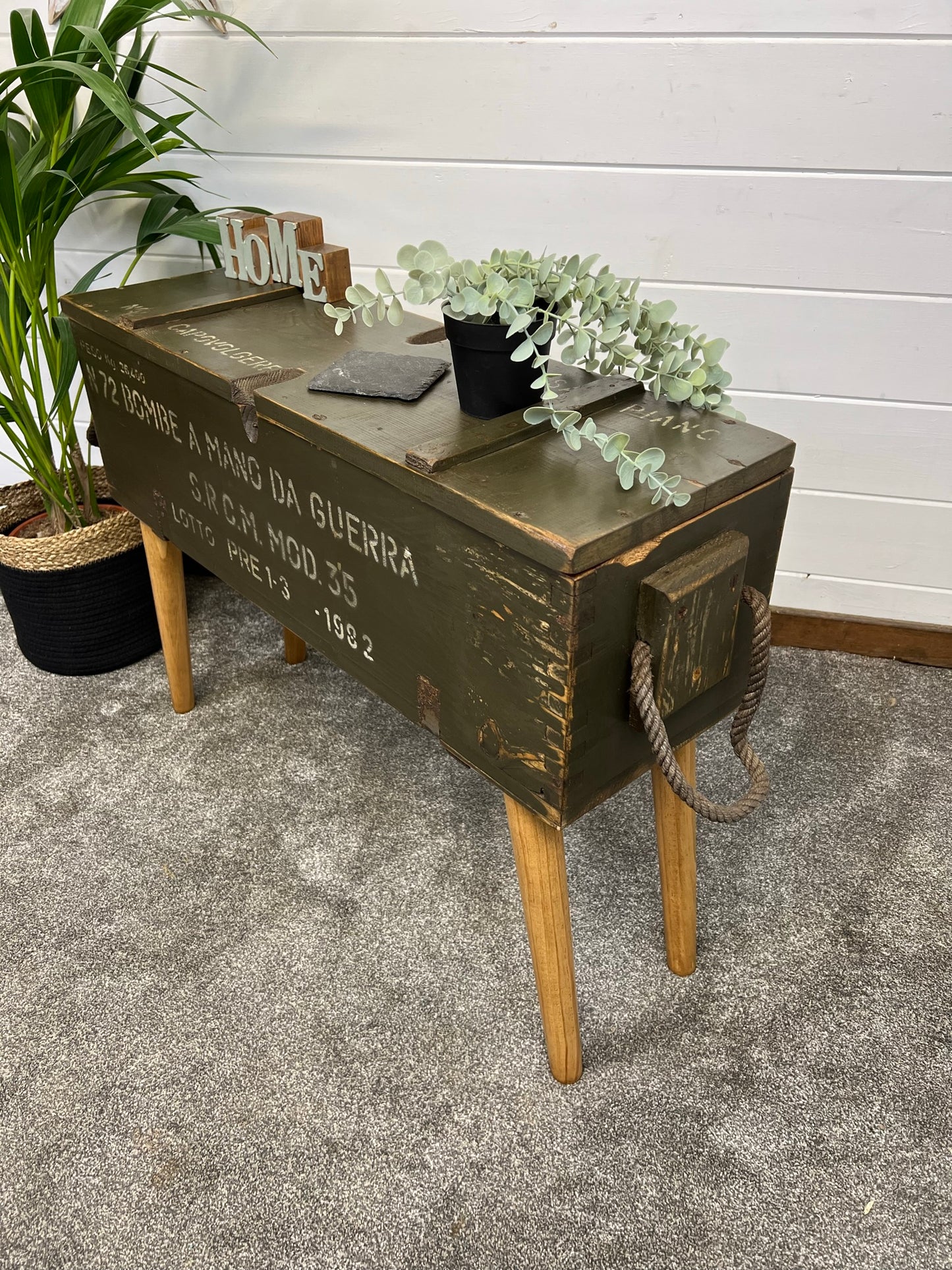 Vintage Wooden Side Table Rustic Storage Box Reclaimed Chest Farmhouse Side Coffee Table
