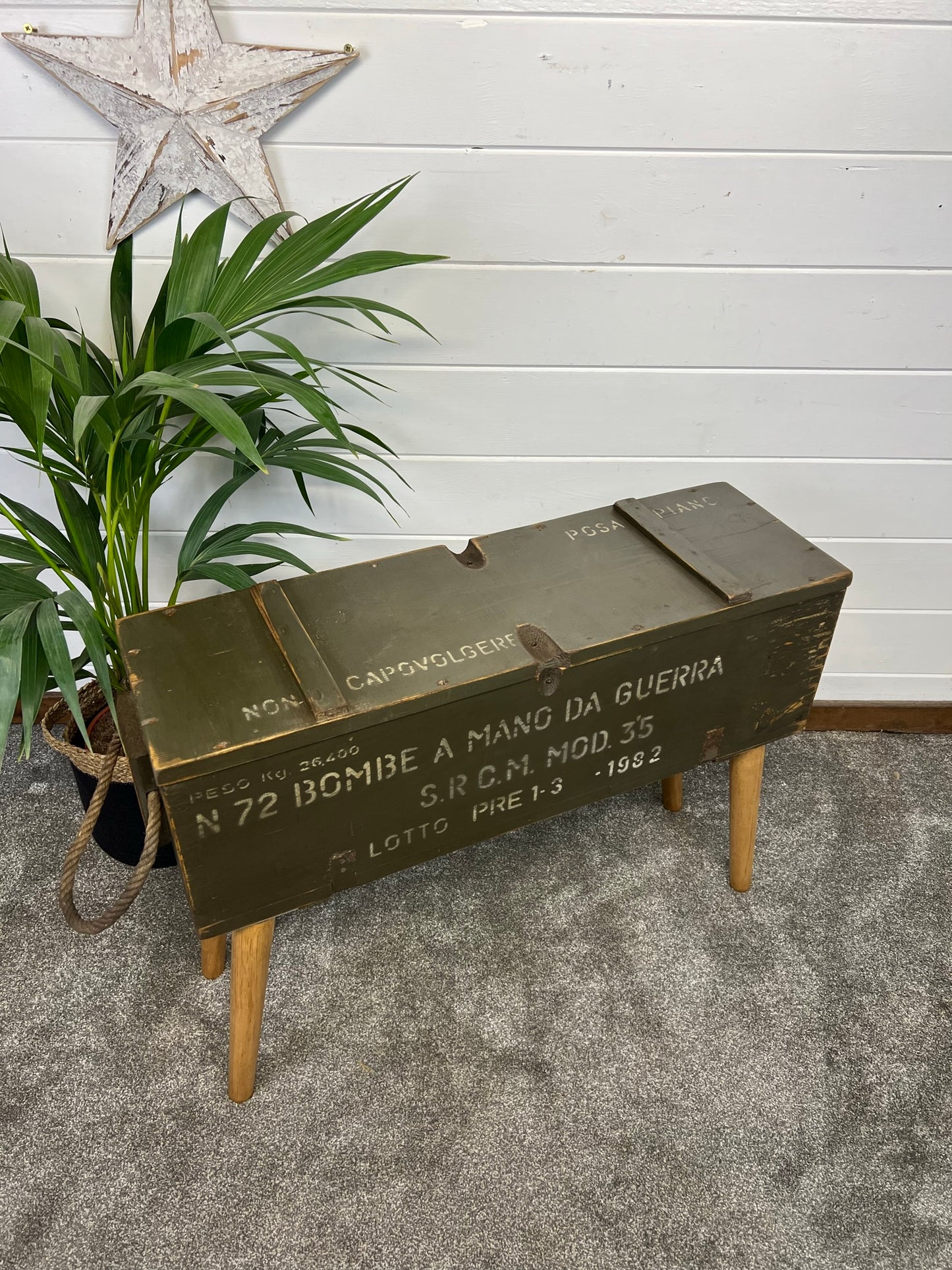 Vintage Wooden Side Table Rustic Storage Box Reclaimed Chest Farmhouse Side Coffee Table