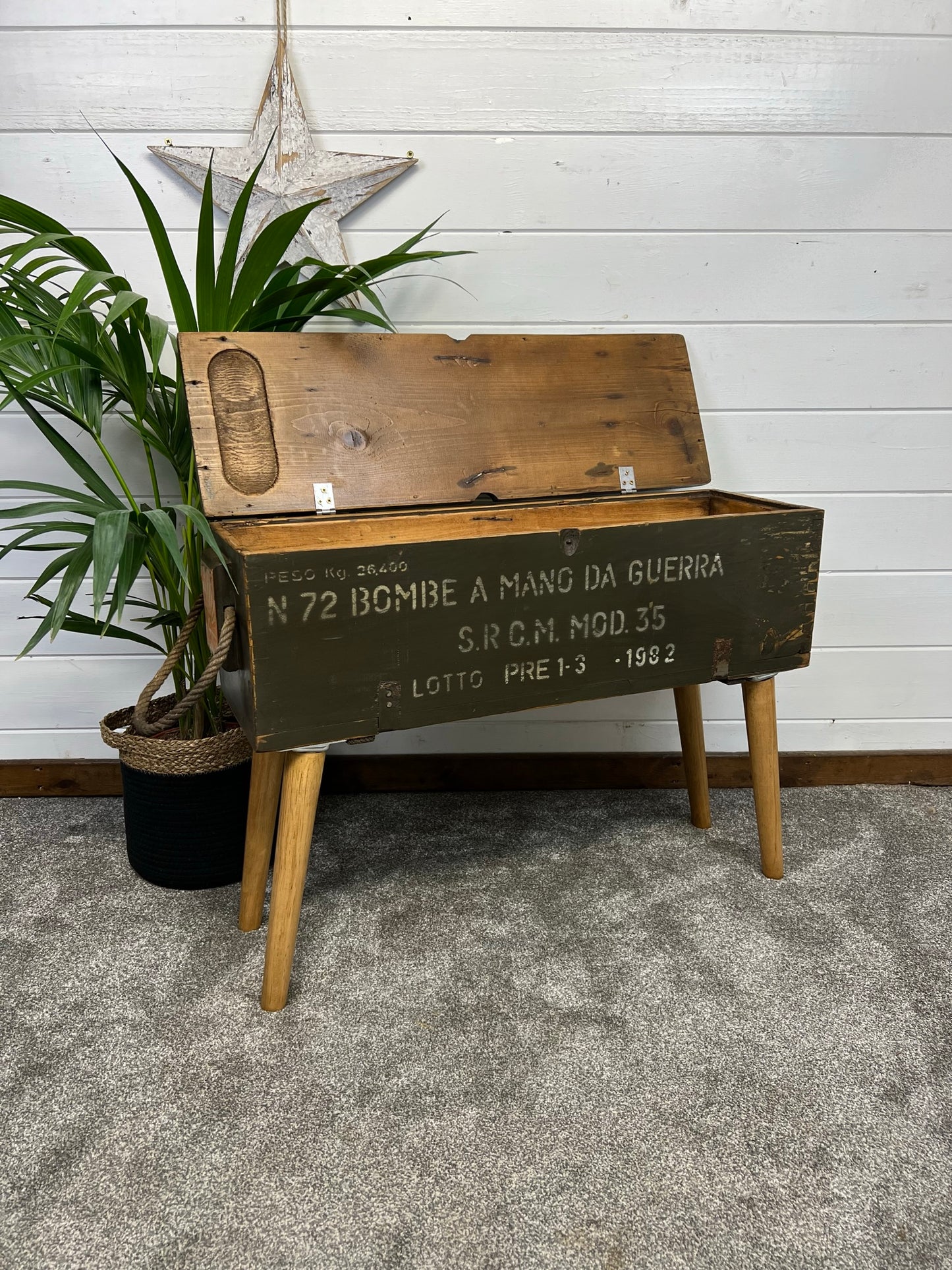 Vintage Wooden Side Table Rustic Storage Box Reclaimed Chest Farmhouse Side Coffee Table