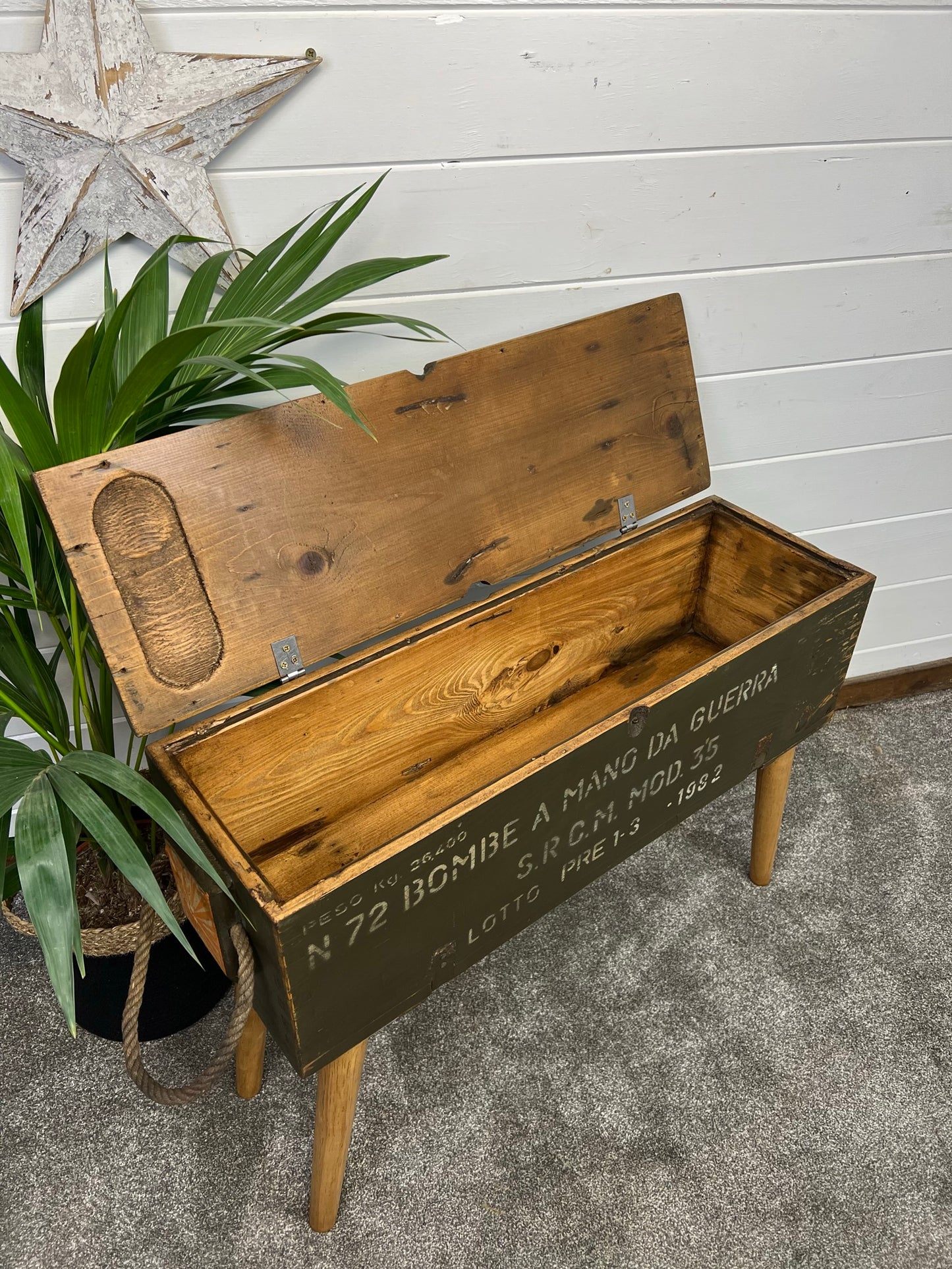 Vintage Wooden Side Table Rustic Storage Box Reclaimed Chest Farmhouse Side Coffee Table