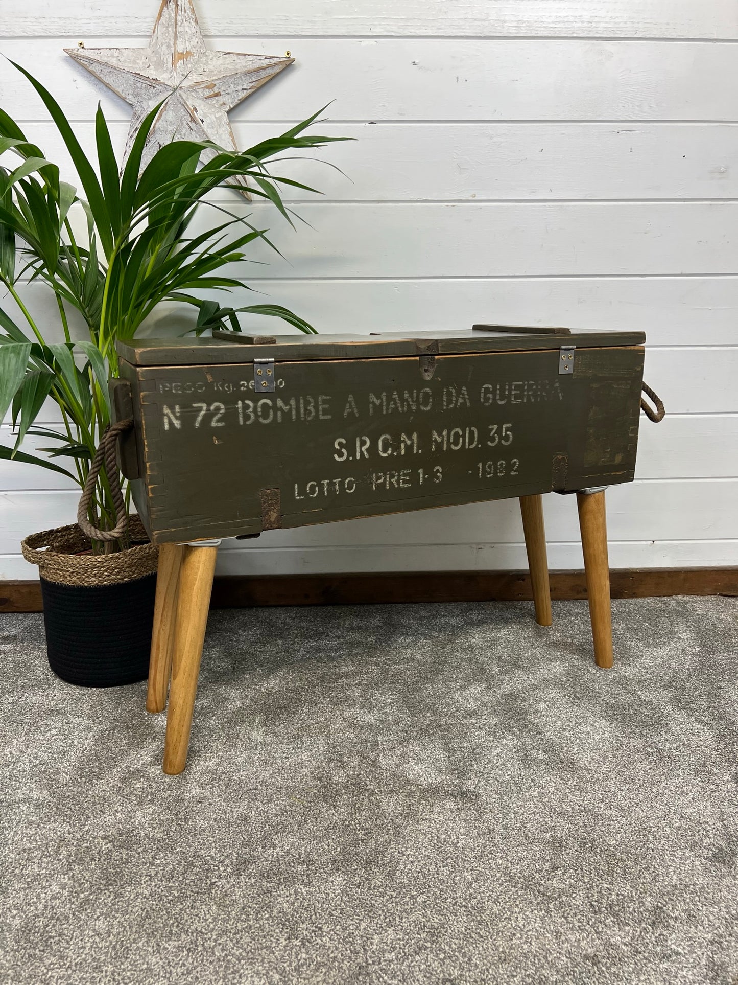 Vintage Wooden Side Table Rustic Storage Box Reclaimed Chest Farmhouse Side Coffee Table