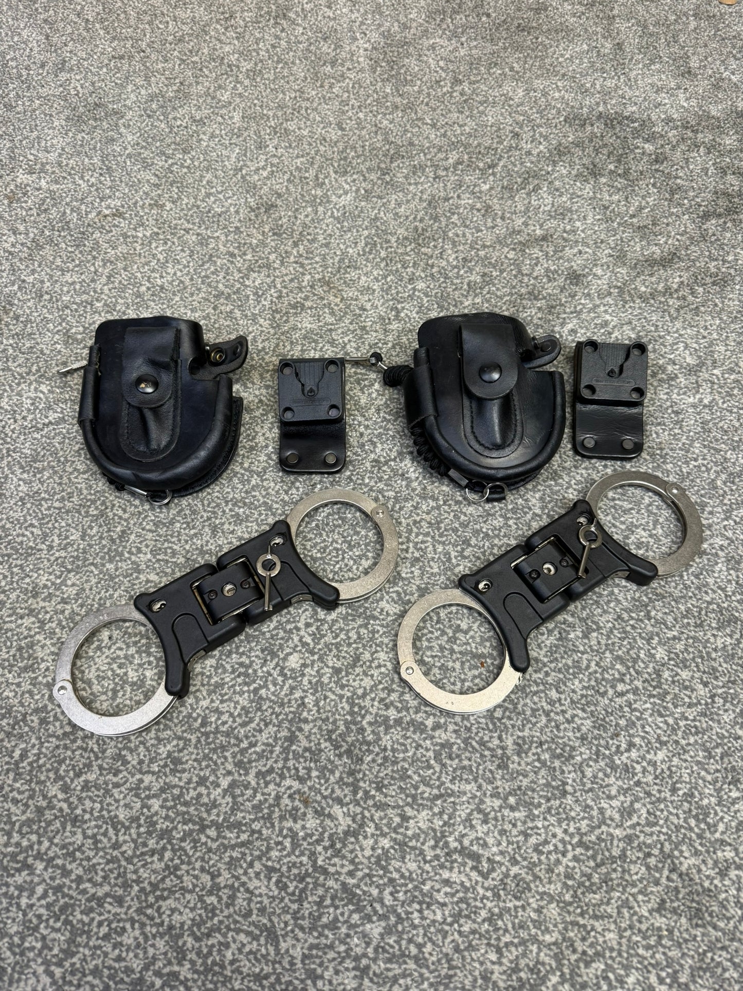 Ex Police Folding Hiatt Handcuffs Hinged Cuffs PSNI Pouch & Key Security Collectible