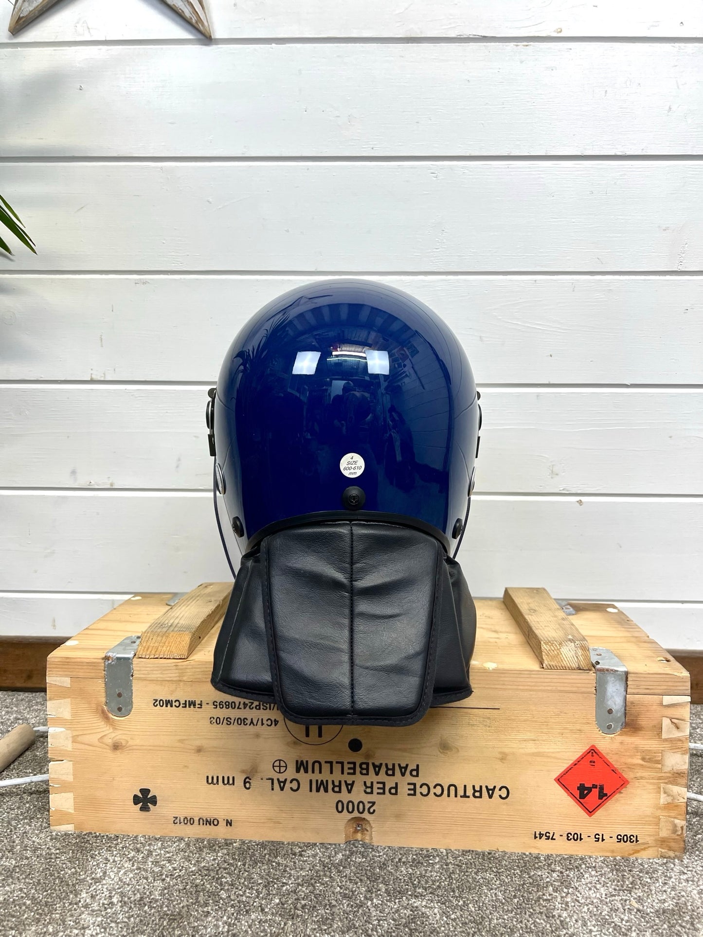 British Police Protective Riot Helmet In Fleece Bag VGC Police Memorabilia Security Film Prop Display