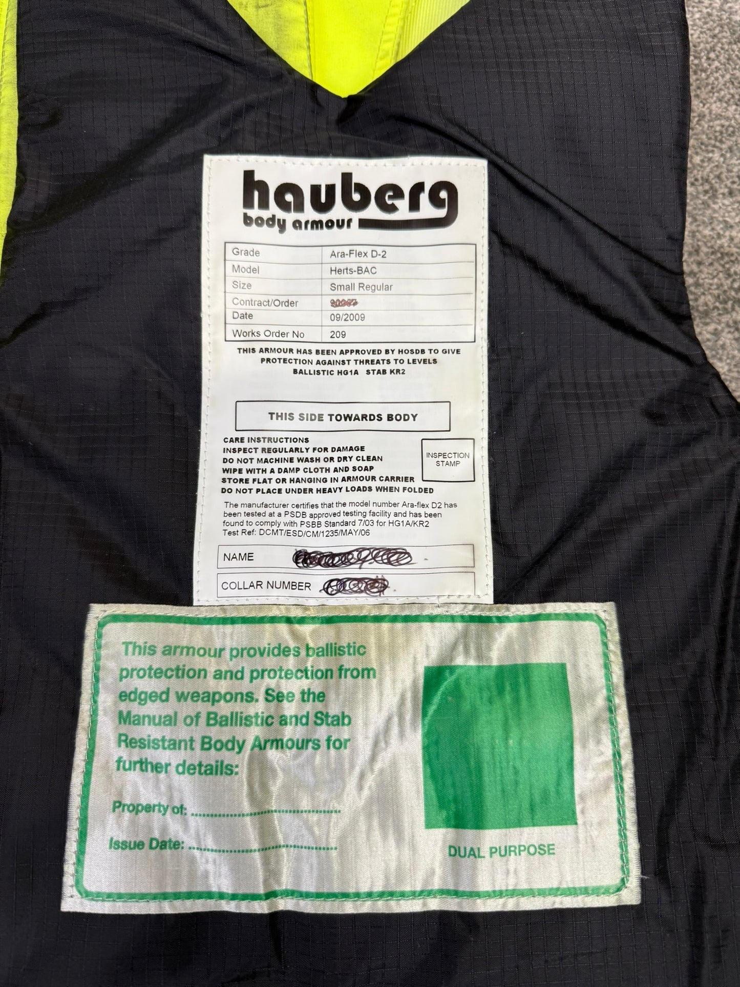 Ex Police Body Armour Anti Stab Vest Bulletproof SMALL Security Film