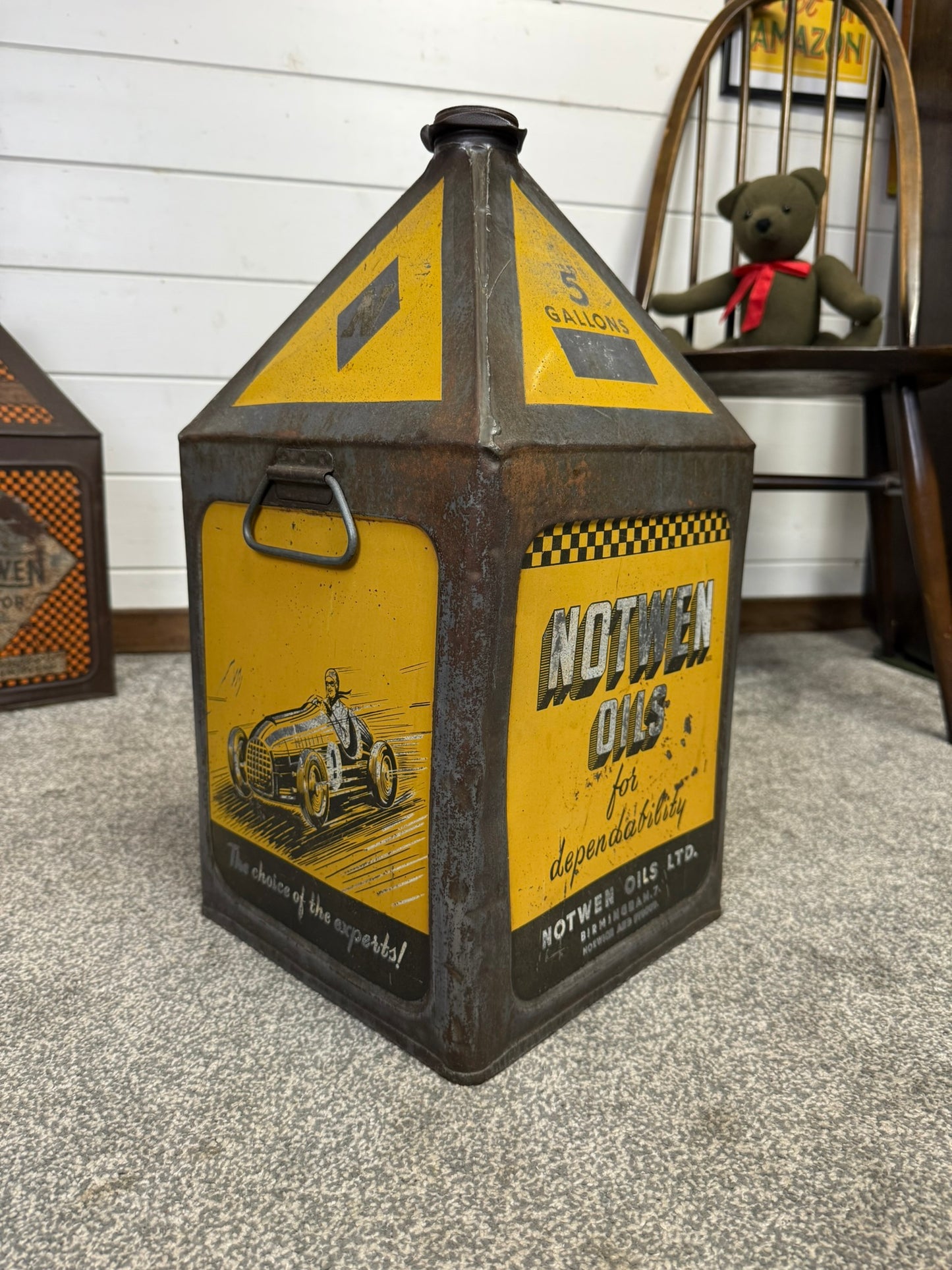 Vintage Notwen Oils 5 Gallon Pyramid Oil Can Original Automobilia