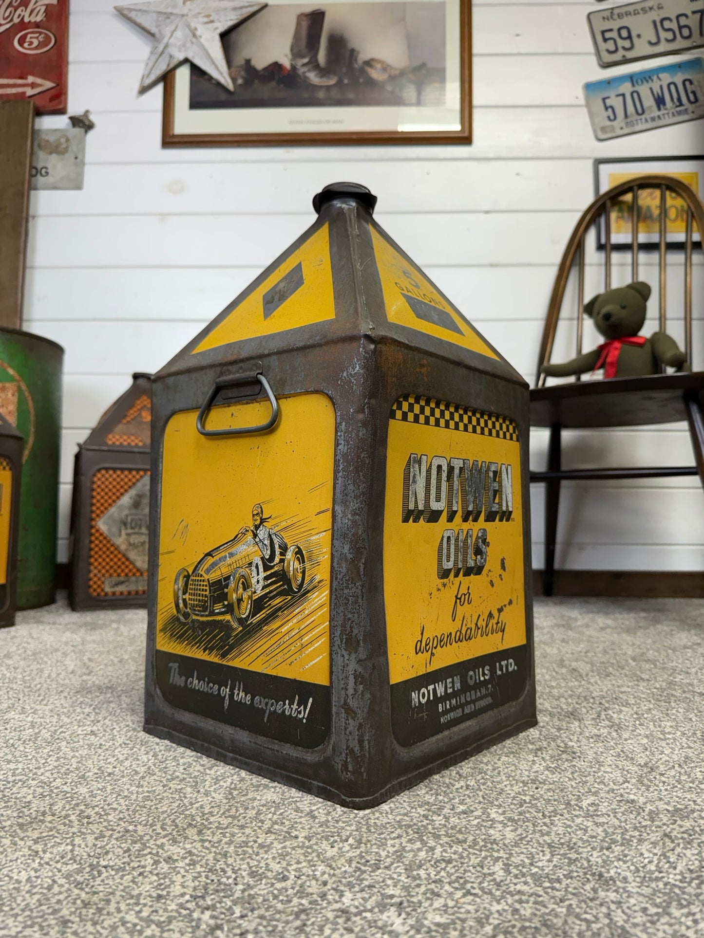 Vintage Notwen Oils 5 Gallon Pyramid Oil Can Original Automobilia