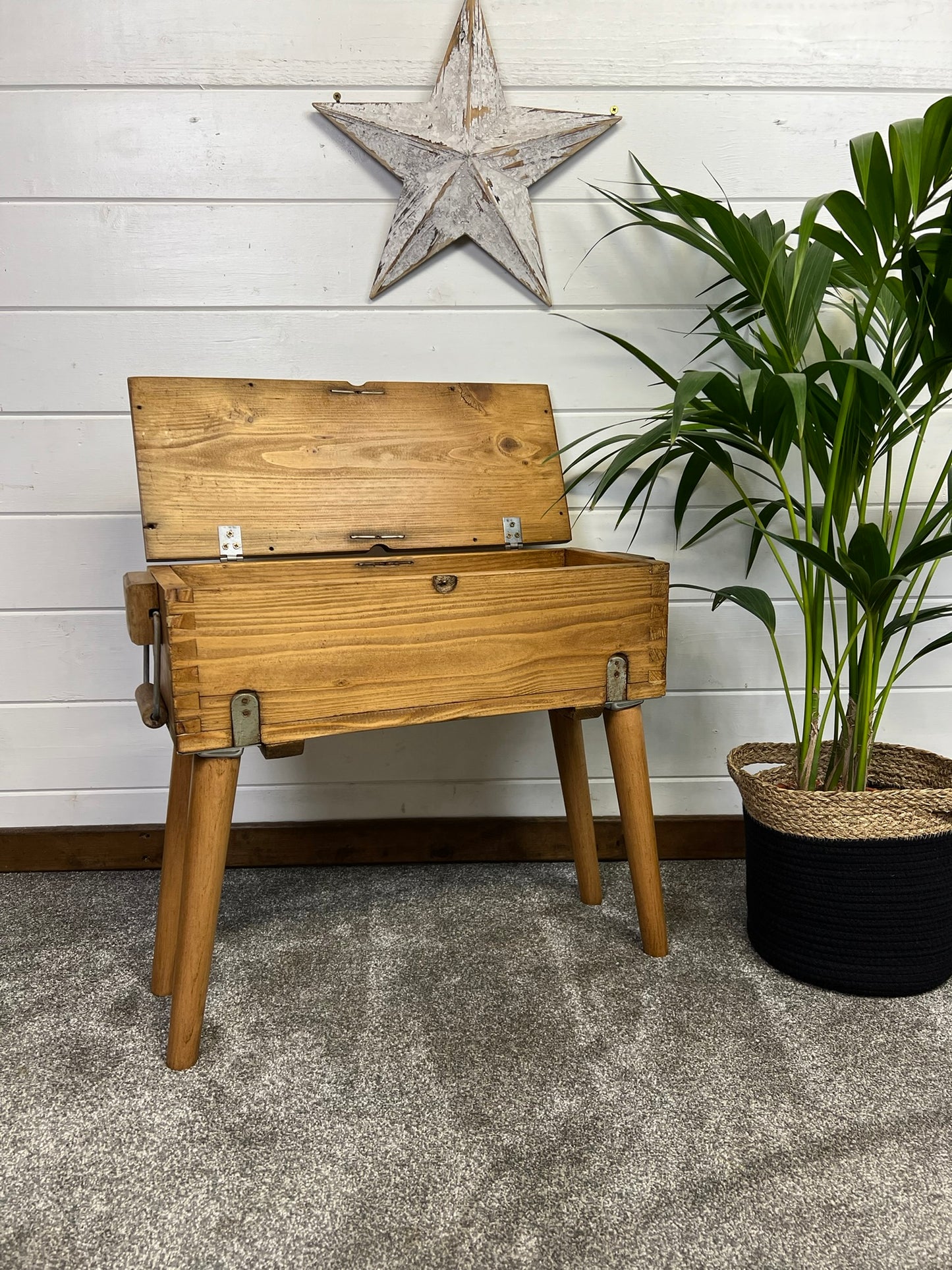 Rustic Wooden Ammo Box Crate Side Table Reclaimed Industrial Home Decor Storage