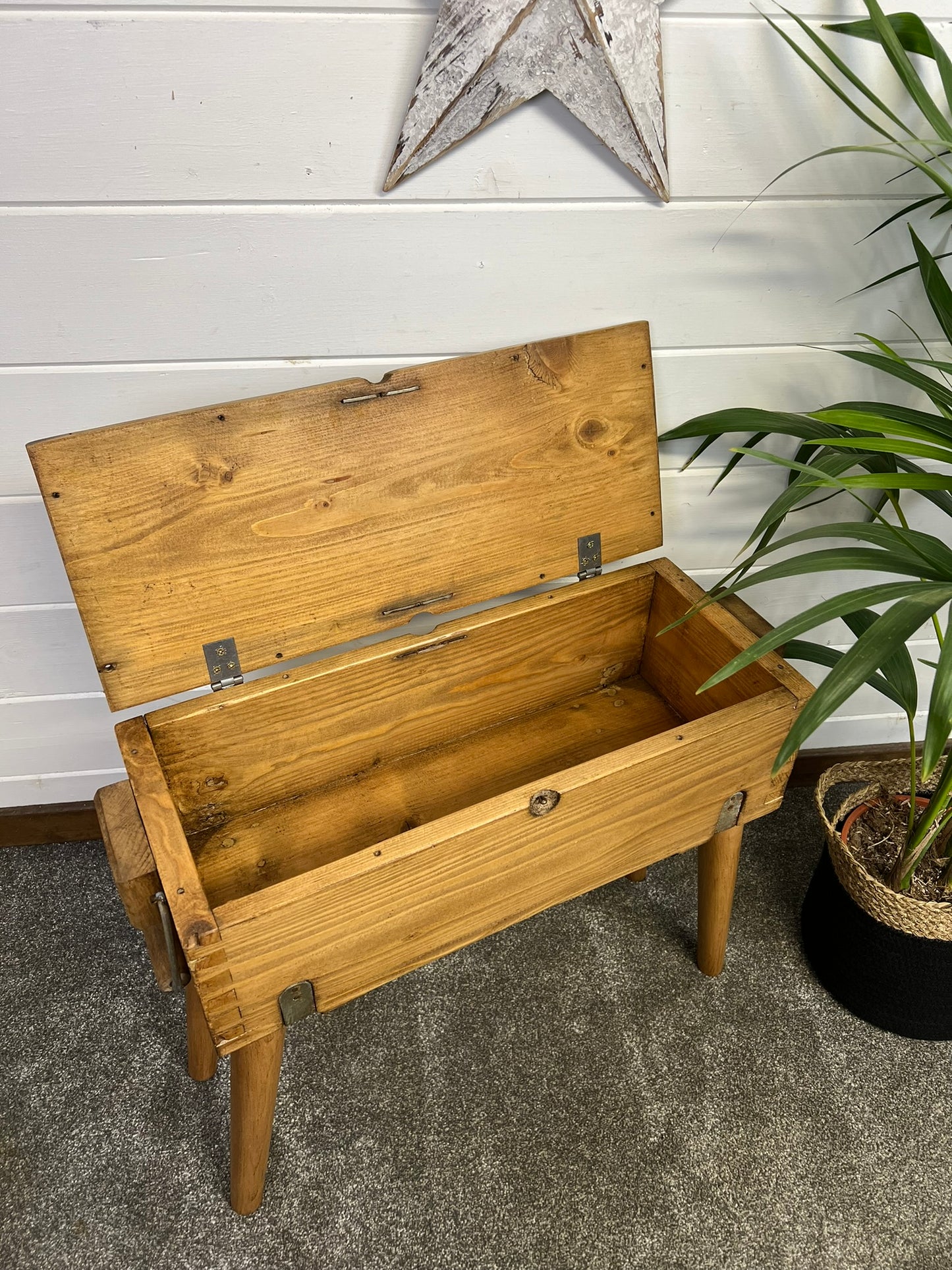 Rustic Wooden Ammo Box Crate Side Table Reclaimed Industrial Home Decor Storage