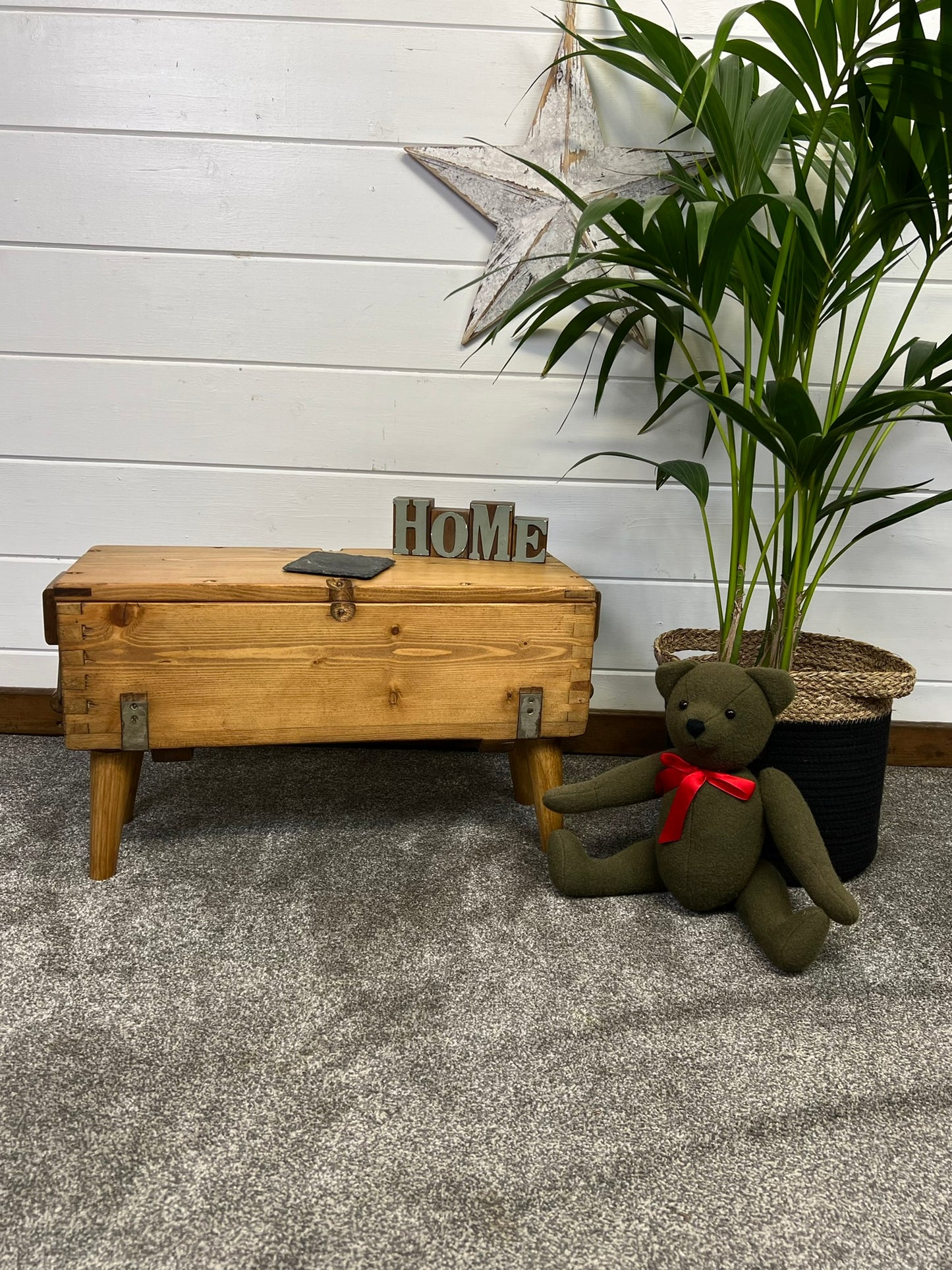 Rustic Wooden Ammo Box Table Industrial Vintage Blanket Box Storage Chest Coffee Table