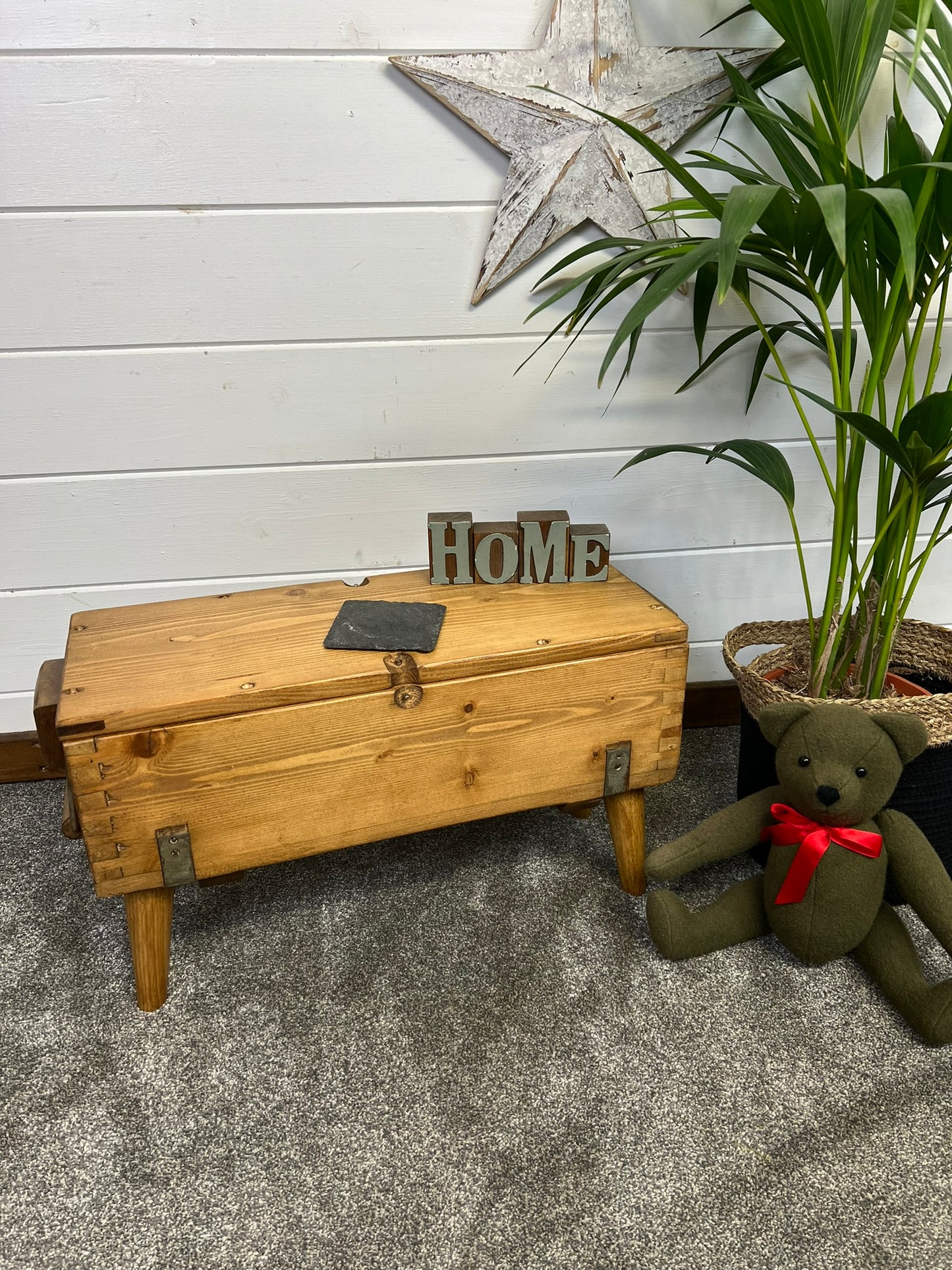 Rustic Wooden Ammo Box Table Industrial Vintage Blanket Box Storage Chest Coffee Table