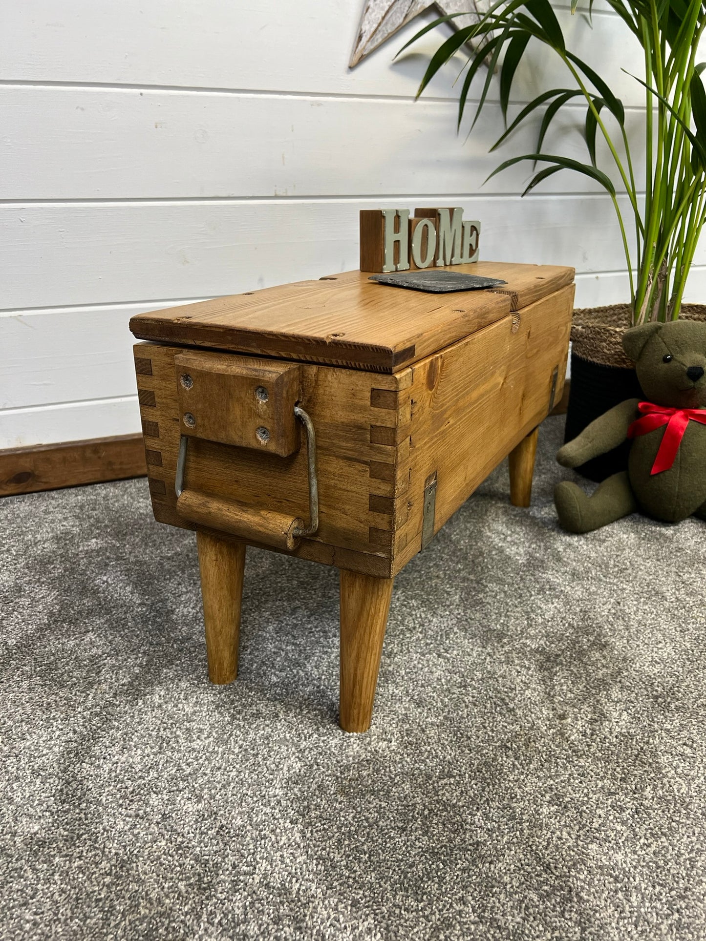 Rustic Wooden Ammo Box Table Industrial Vintage Blanket Box Storage Chest Coffee Table