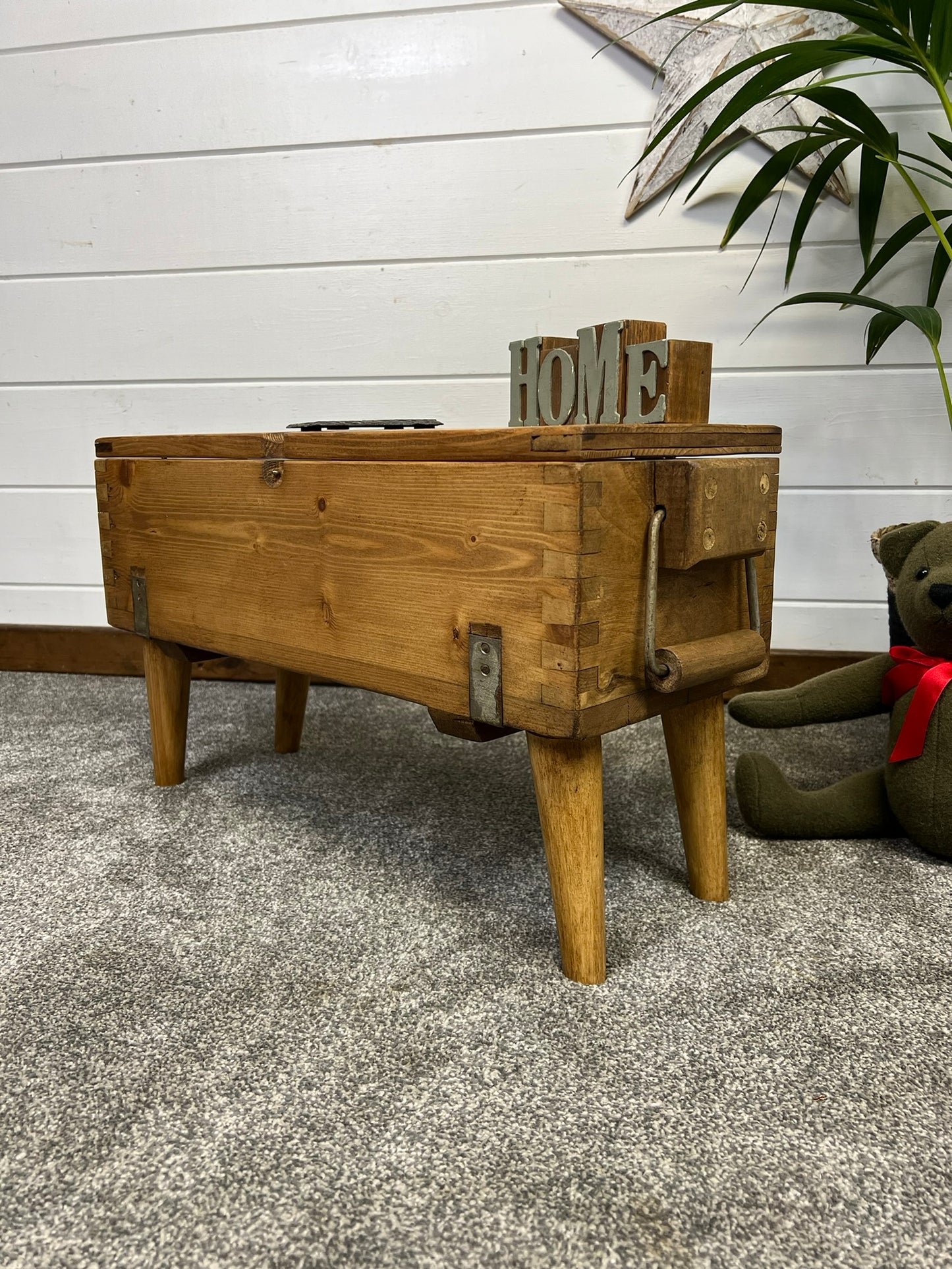 Rustic Wooden Ammo Box Table Industrial Vintage Blanket Box Storage Chest Coffee Table